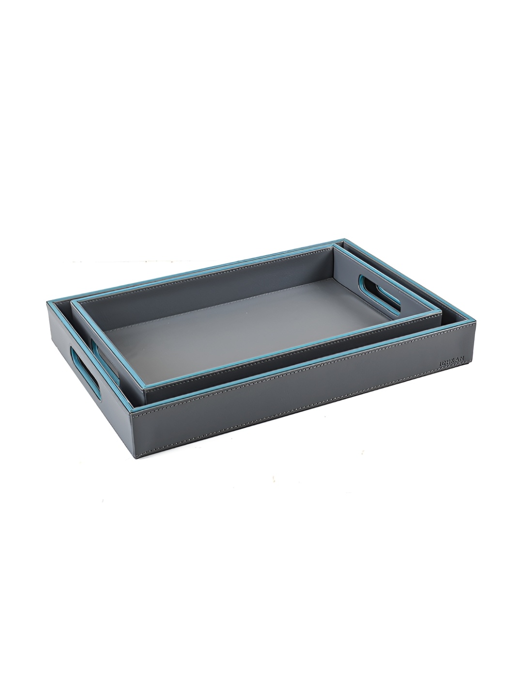 

ICHKAN 2 Pieces Rectangle Serving Tray, Grey