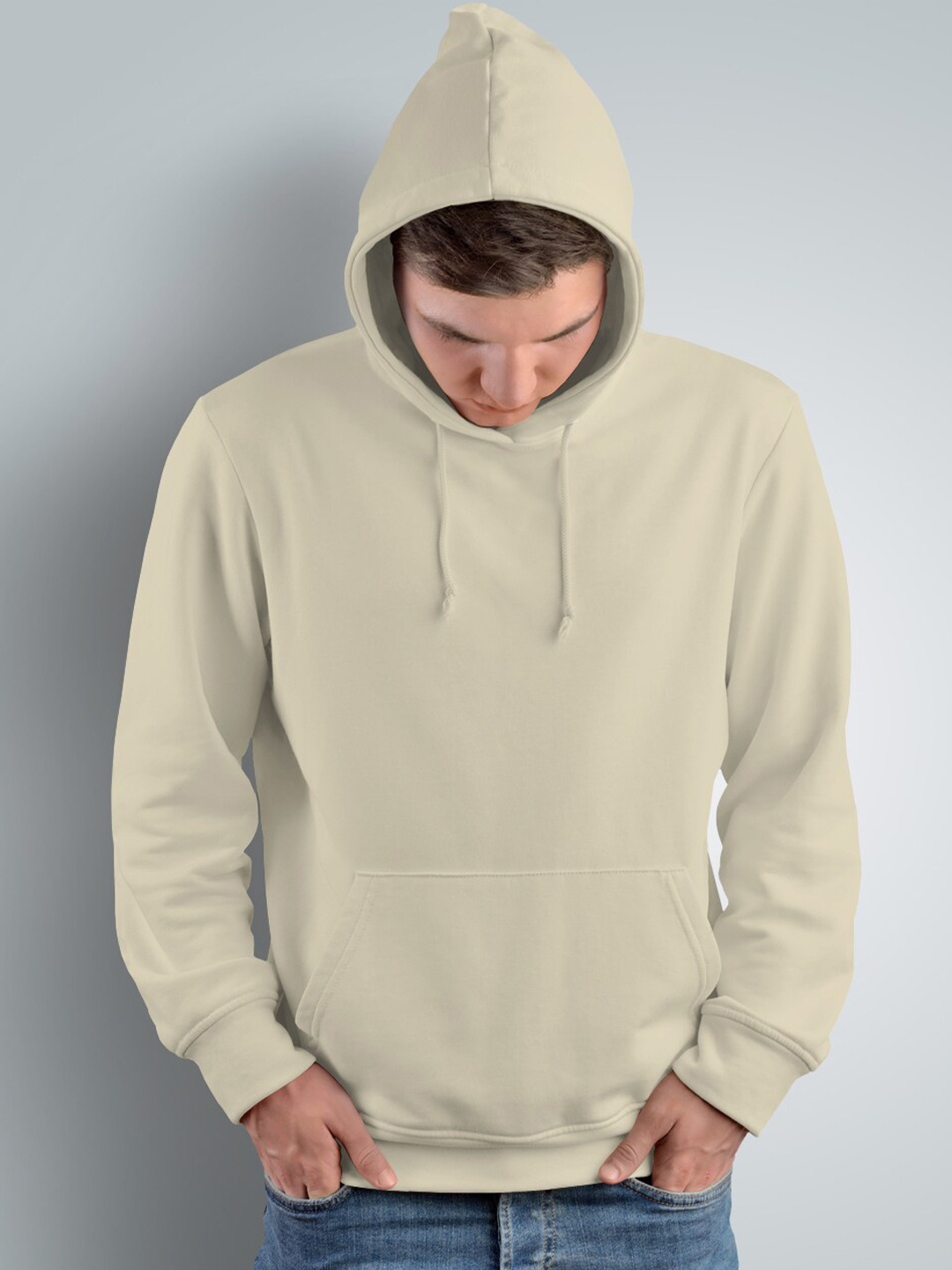 

Crazymonk Unisex Hooded Cotton Sweatshirt, Beige