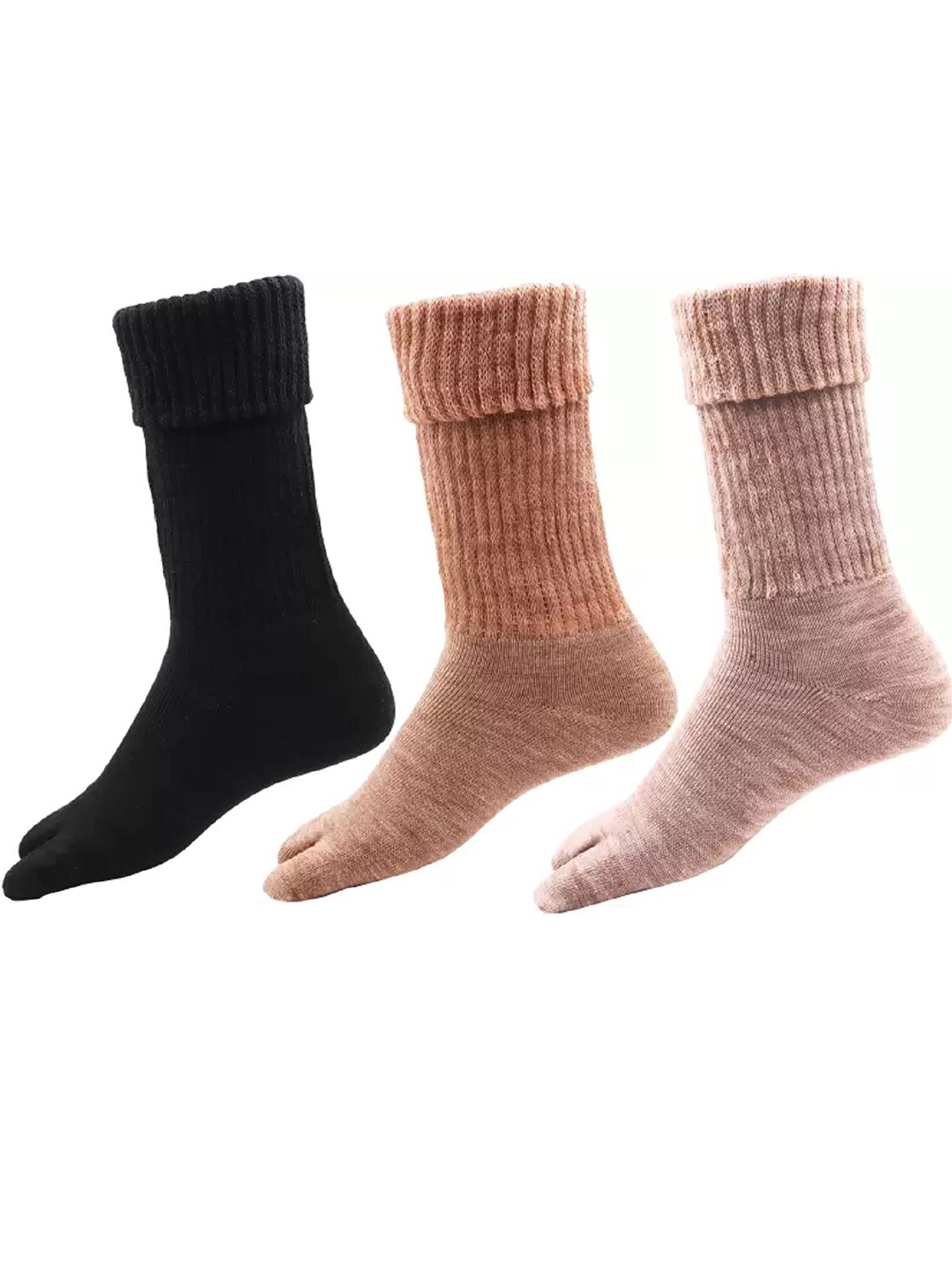 

BAESD Women Pack Of 3 Assorted Woollen Calf-Length Socks
