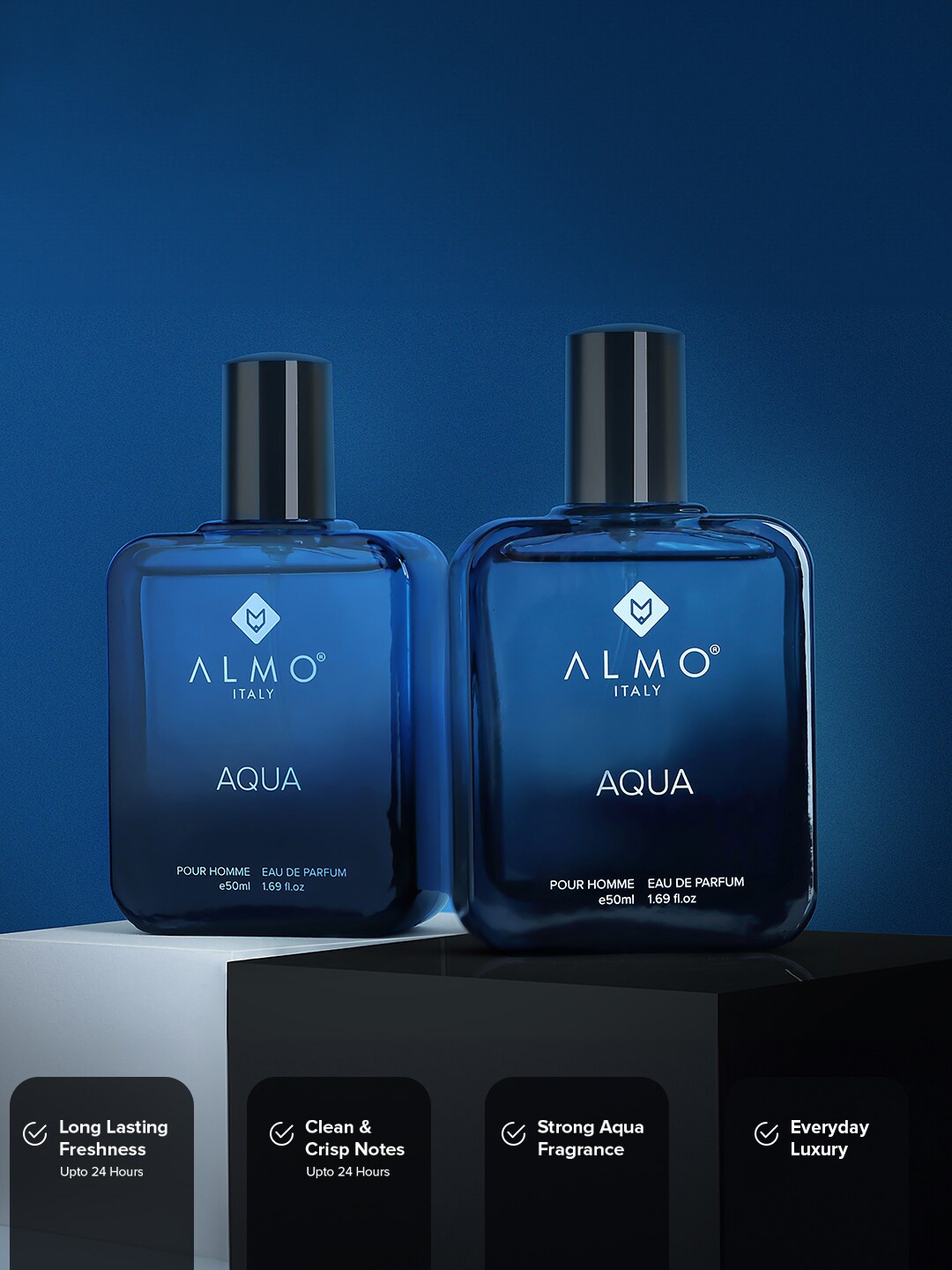 

Almo Wear Men Aqua Long Lasting Eau De Parfum - 50ml, Blue