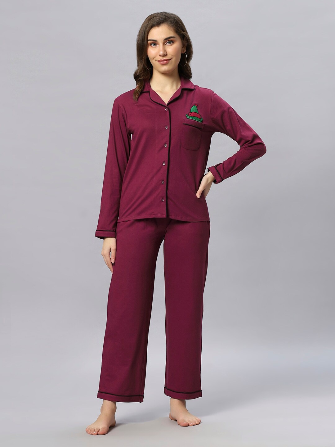 

Ashtag Pure Cotton Night Suit, Purple