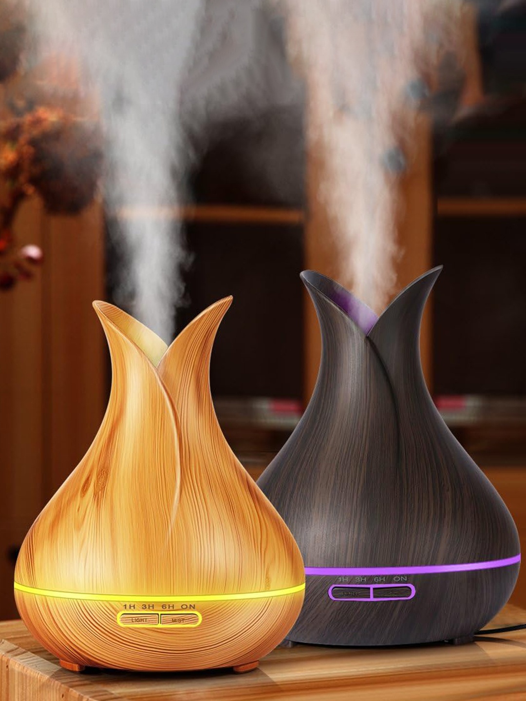 

ROSENPARQUE Brown Ultrasonic Humidifier Aroma Oil Diffuser With Orange Oil