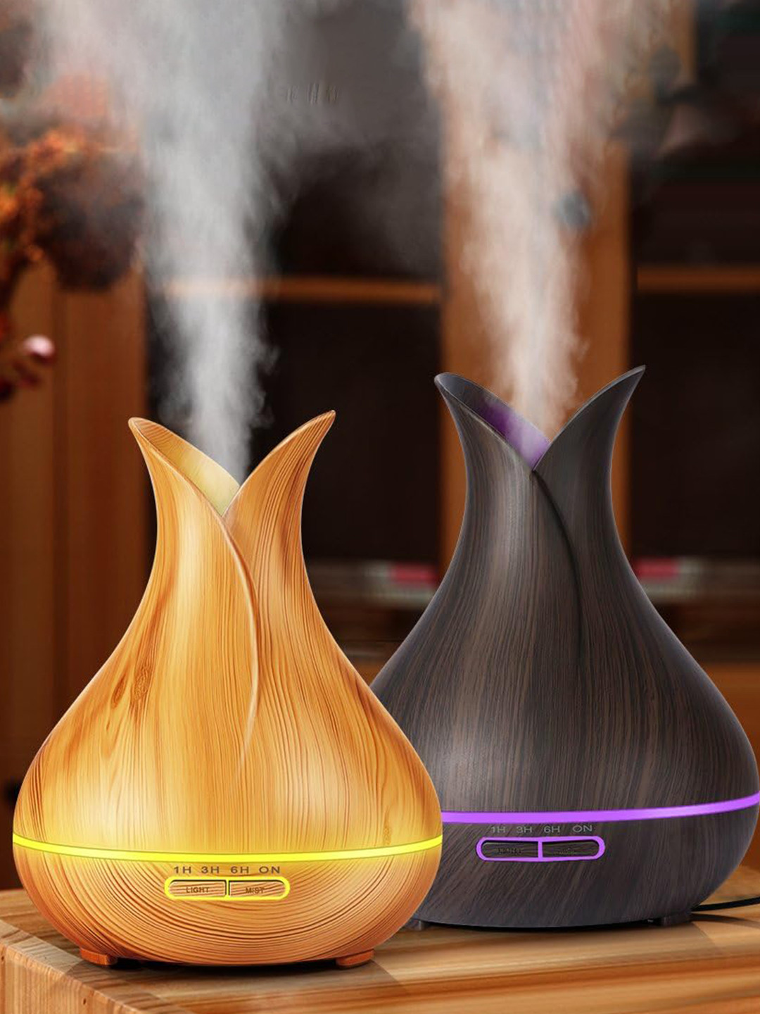 

ROSENPARQUE Brown Ultrasonic Humidifier Aroma Oil Diffuser With Eucalyptus Oil