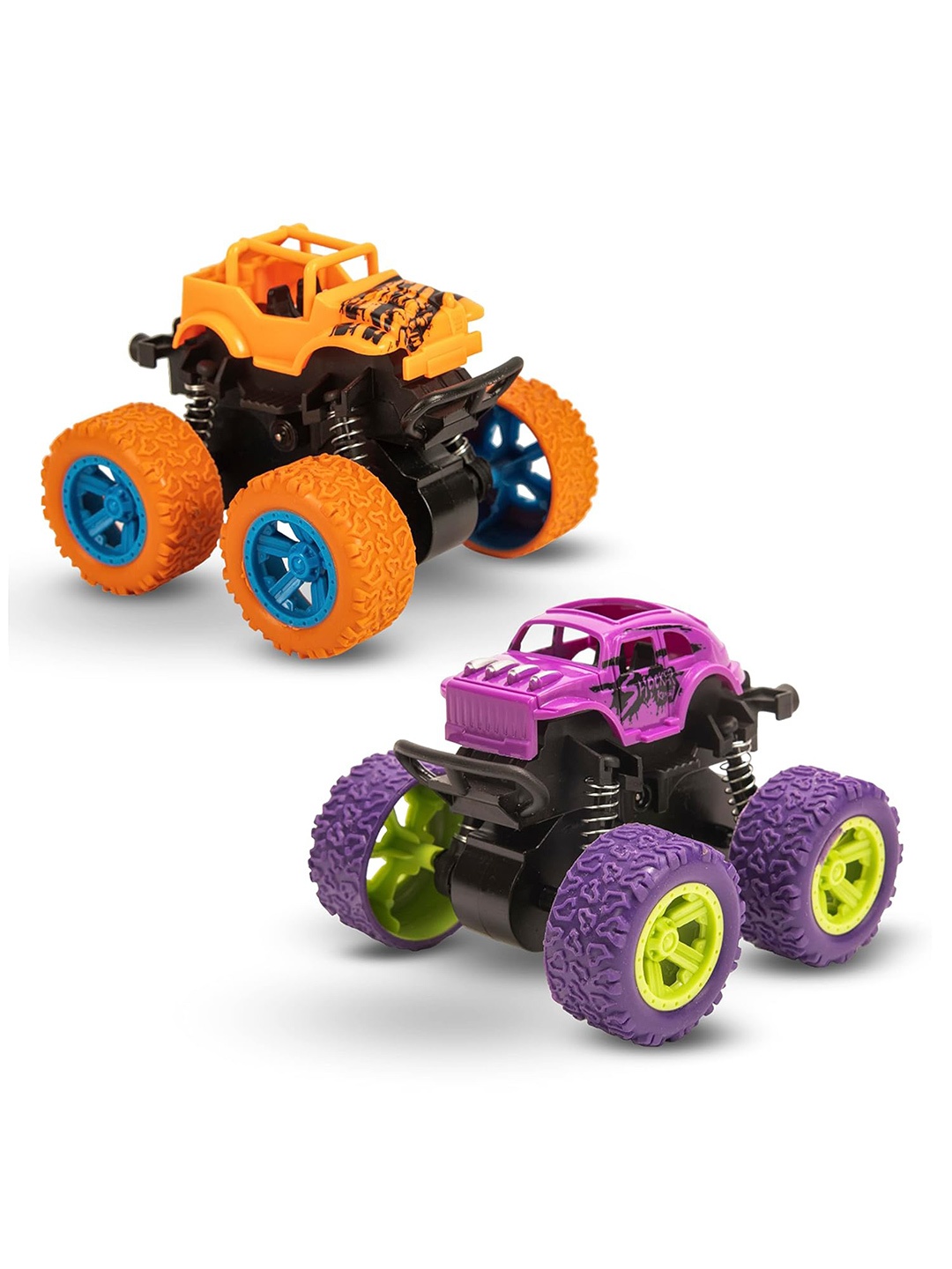 

OPINA Kids Pack Of 2 Mini Unbreakable Friction Powered Monster Car, Orange