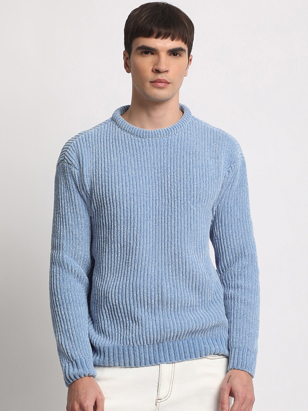 

THE BEAR HOUSE Self Design Pullover, Blue
