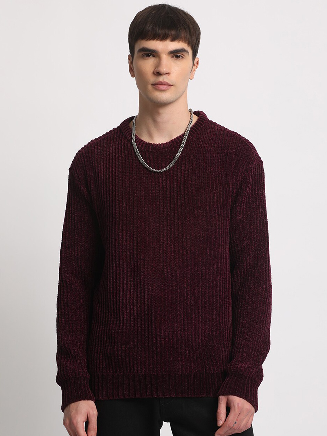

THE BEAR HOUSE Self Design Pullover, Purple