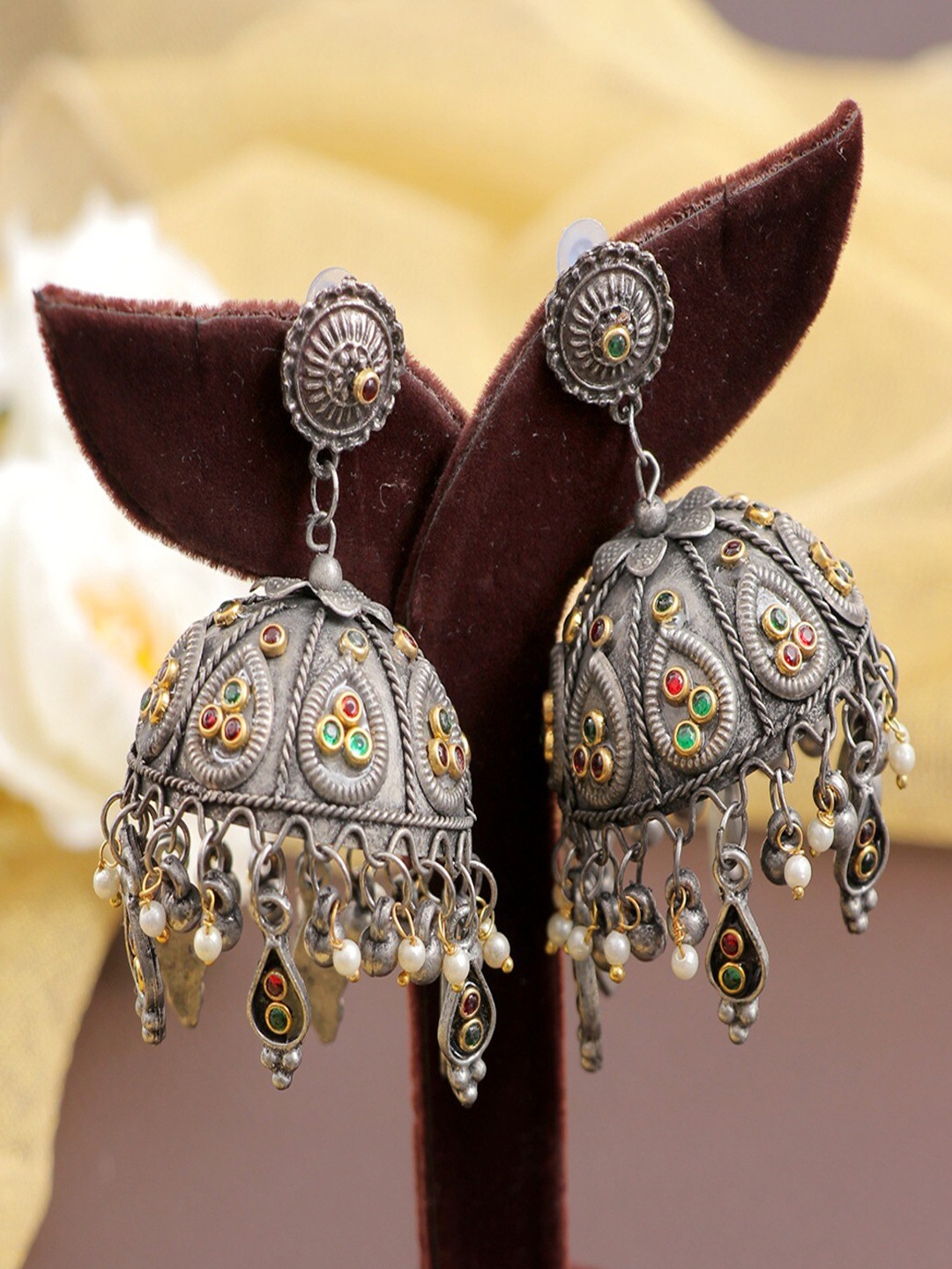 

UNIVERSITY TRENDZ Silver-Plated Classic Jhumkas