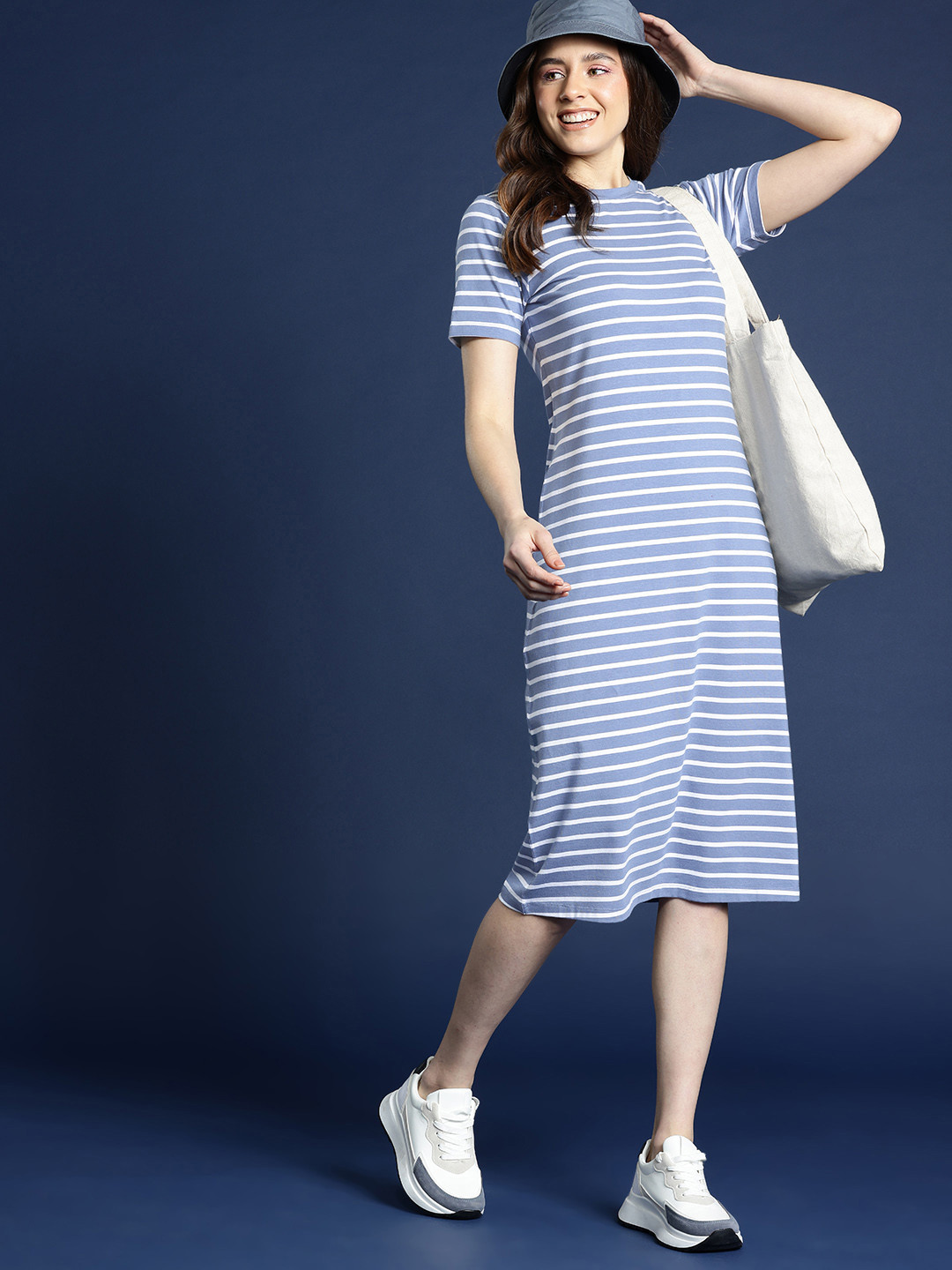 

Mast & Harbour Striped T-shirt Dress, Blue