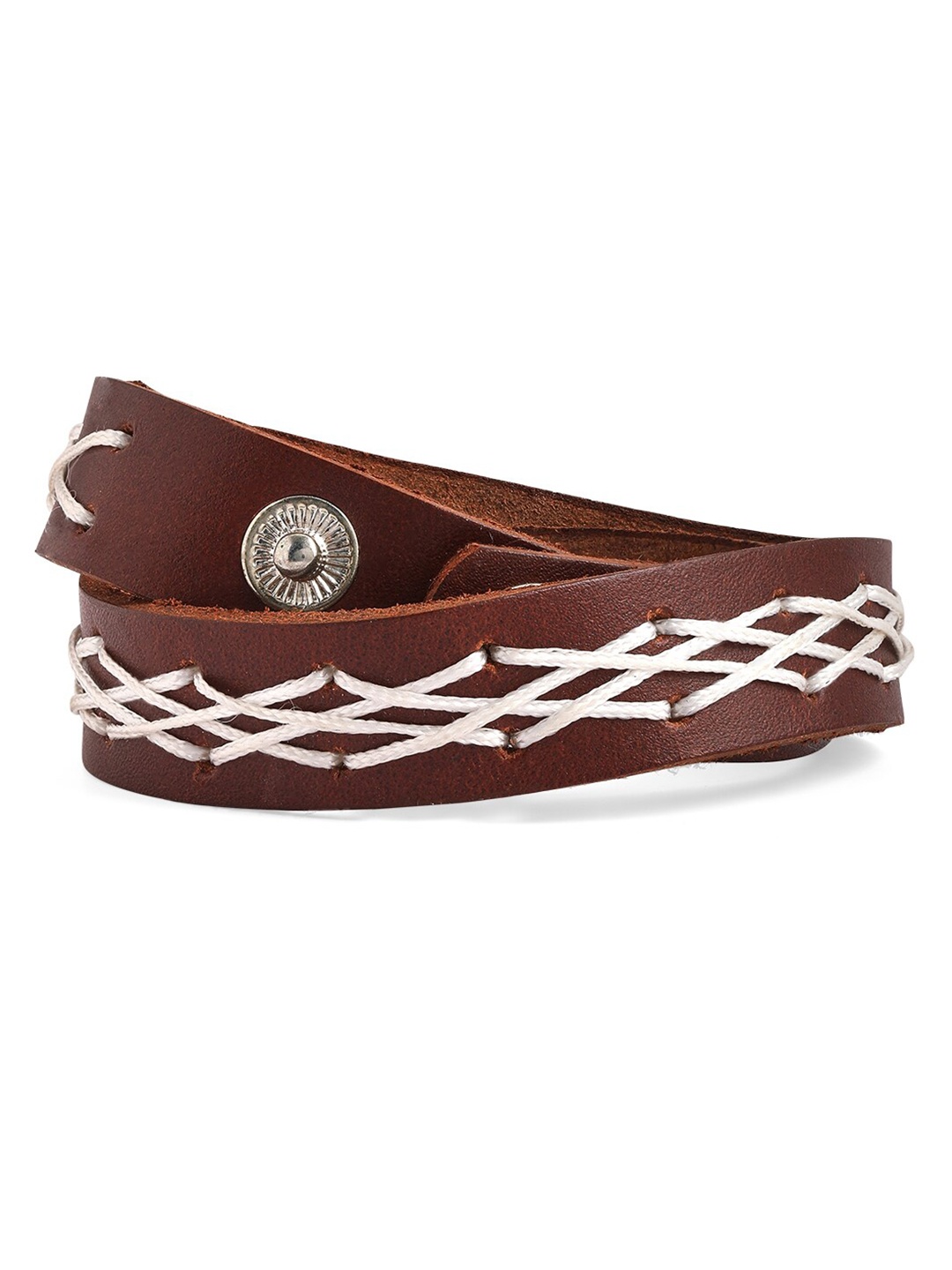 

The Roadster Lifestyle Co. Men Leather Wraparound Bracelet, Brown