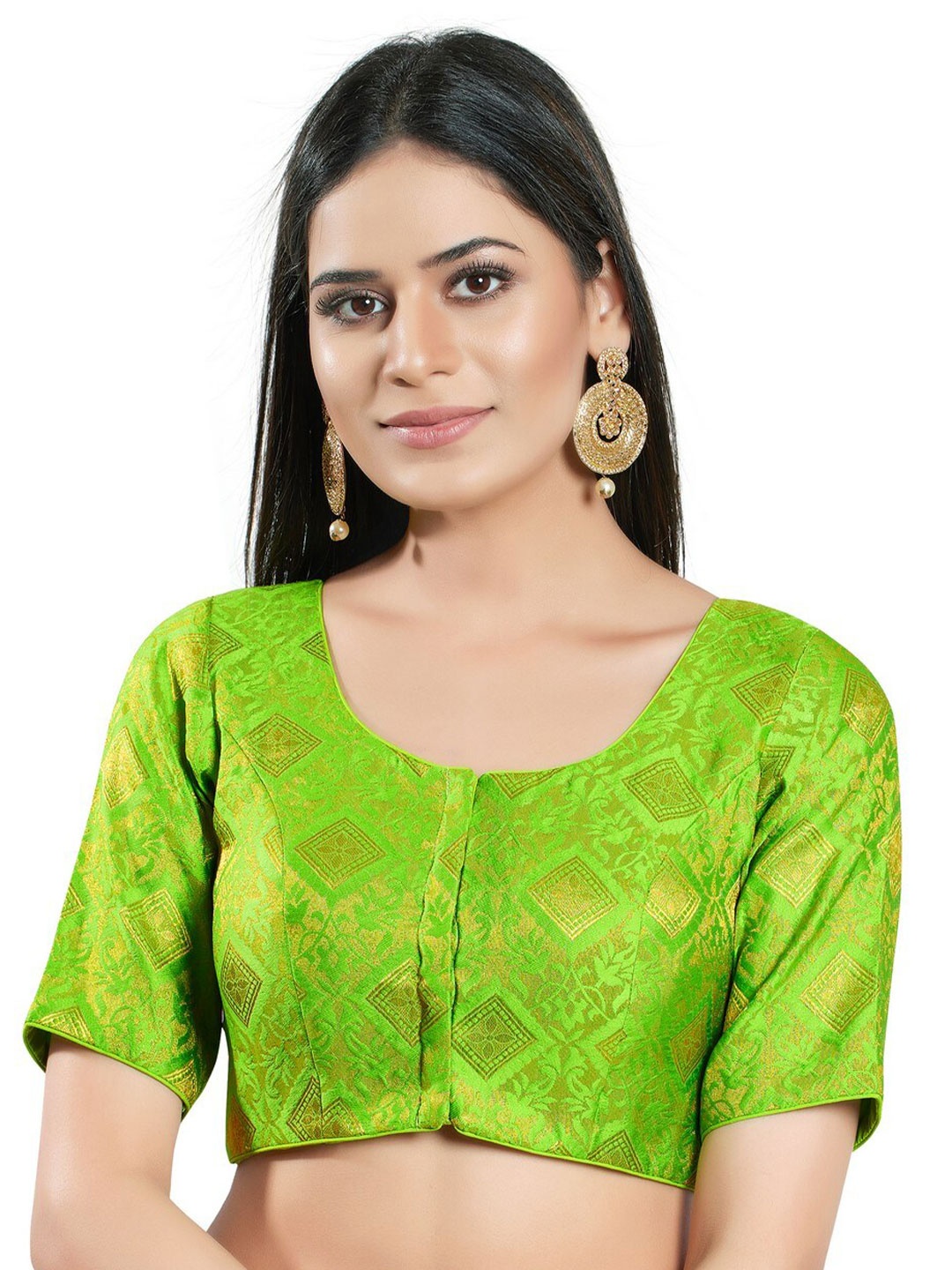 

SALWAR STUDIO Woven Design Saree Blouse, Green