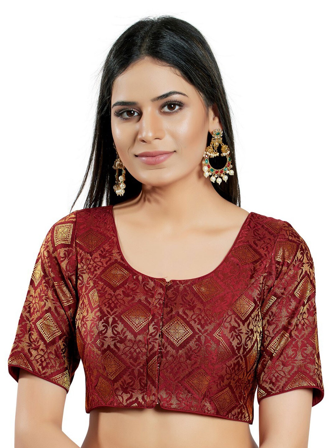 

SALWAR STUDIO Woven Design Saree Blouse, Maroon
