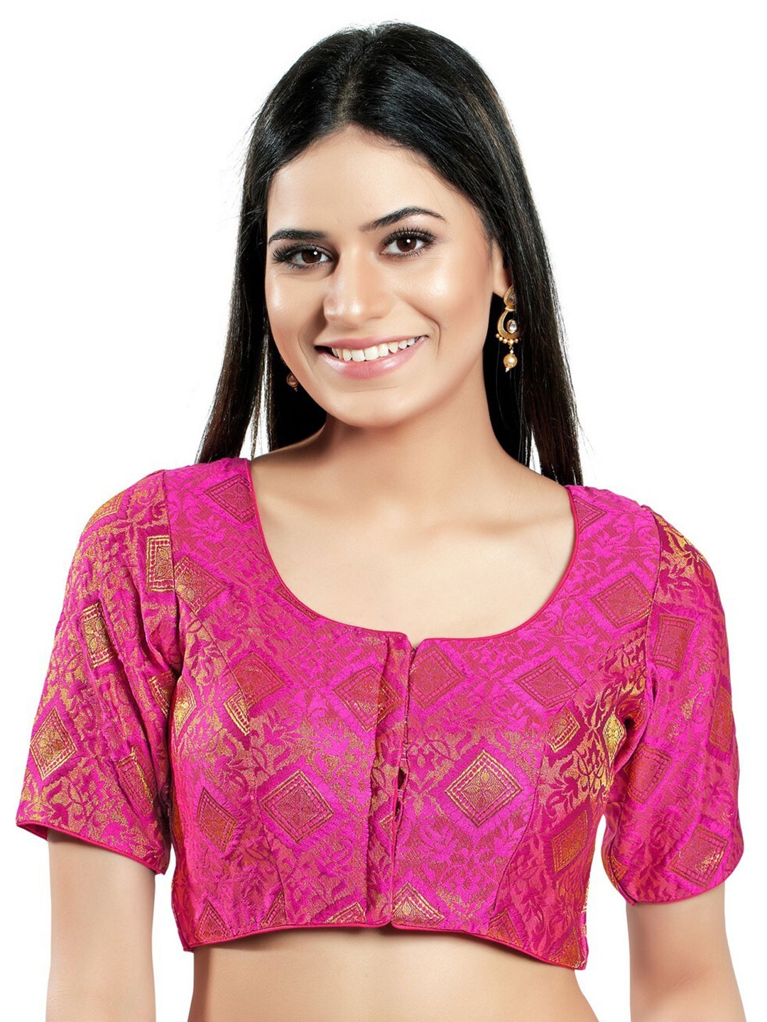 

SALWAR STUDIO Woven Design Saree Blouse, Magenta