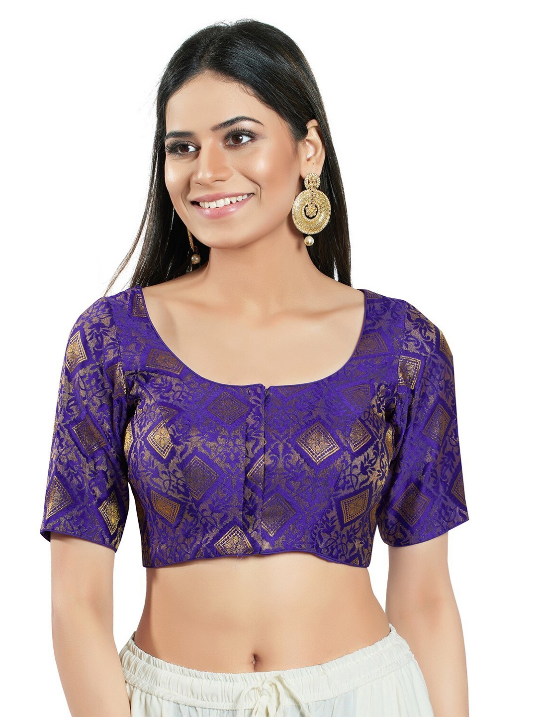 

SALWAR STUDIO Brocade Woven Design Saree Blouse, Purple