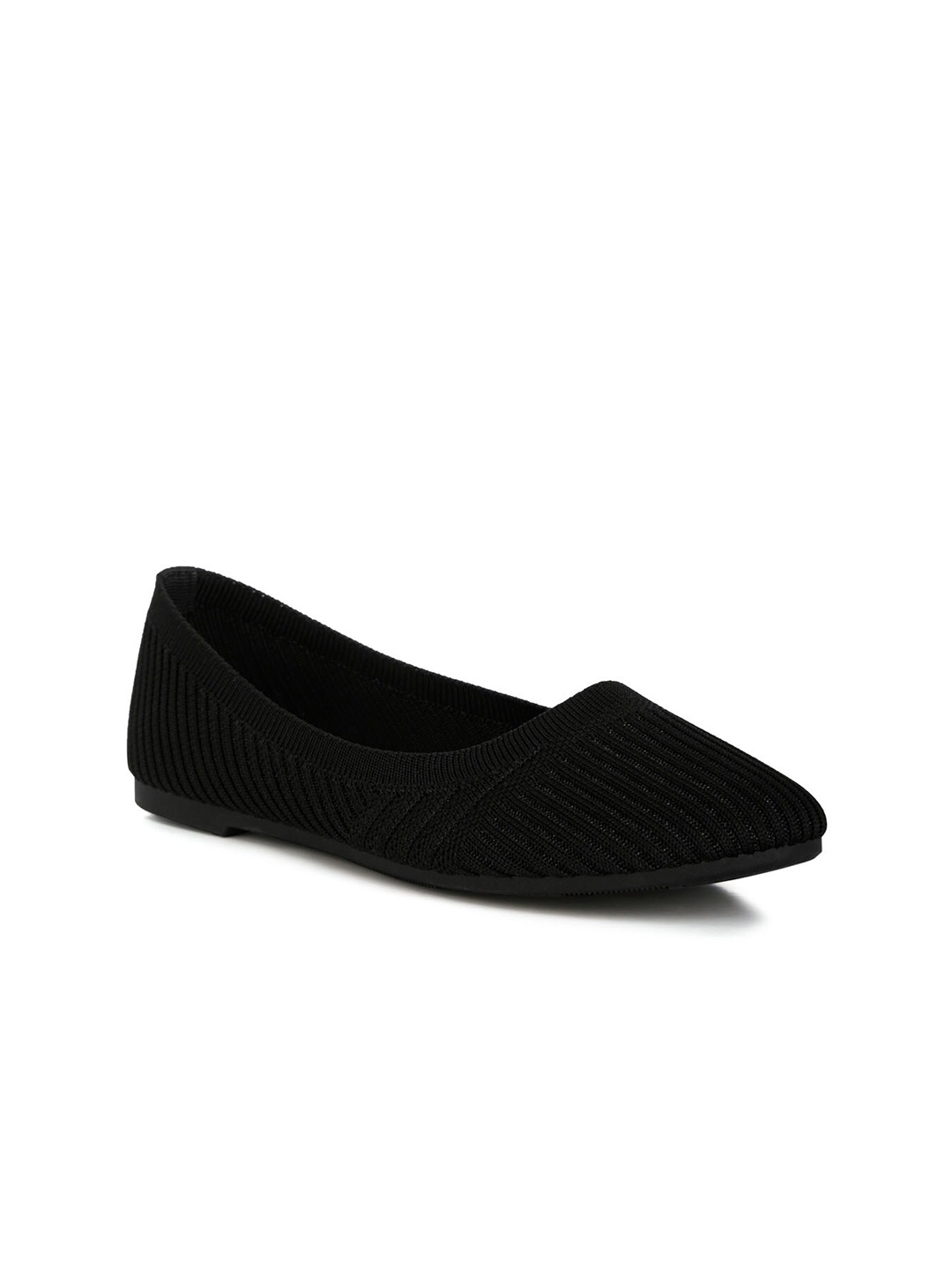 

London Rag Textured Round Toe Ballerinas, Black