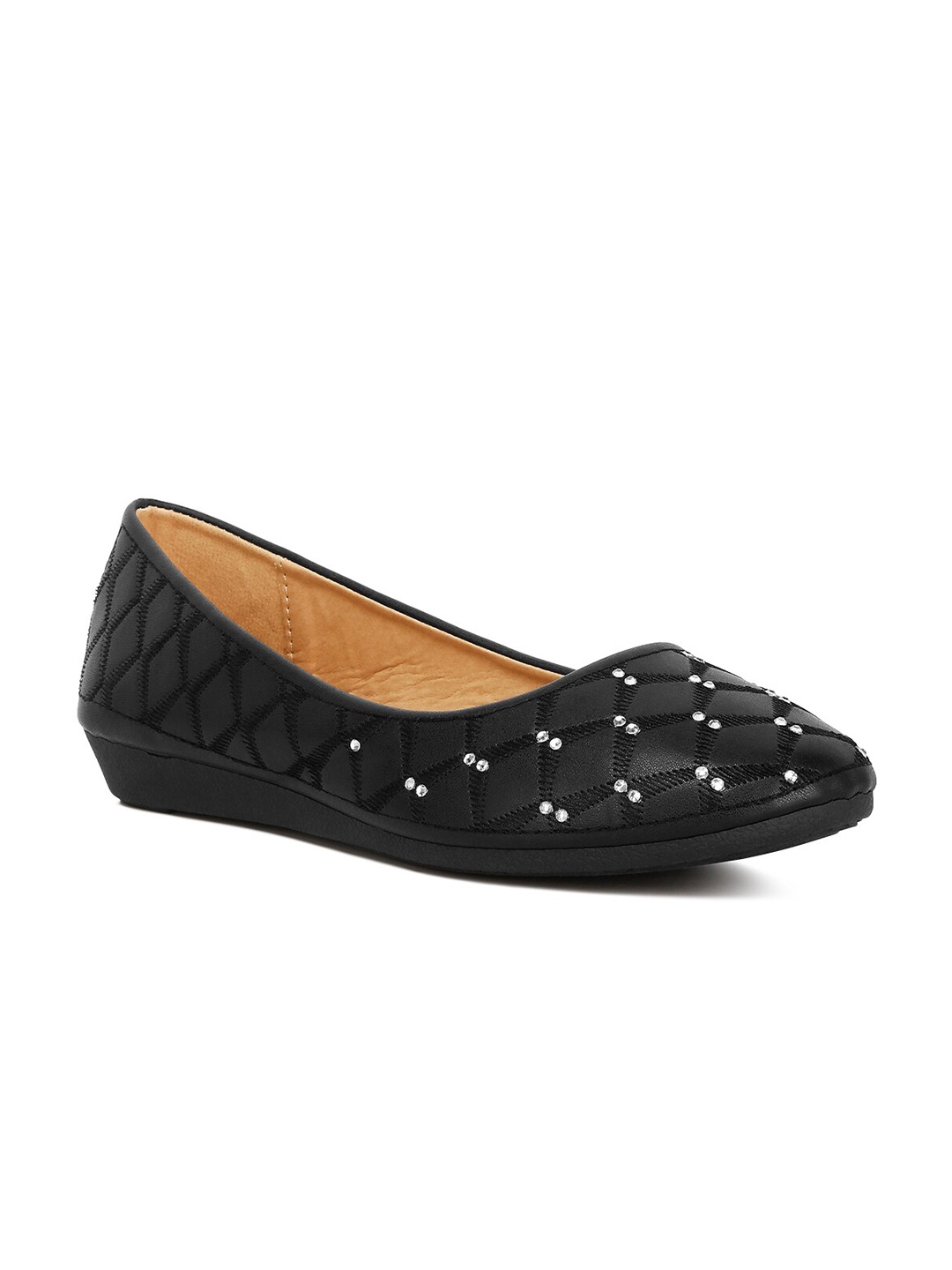 

London Rag Embroidered Round Toe Ballerinas, Black