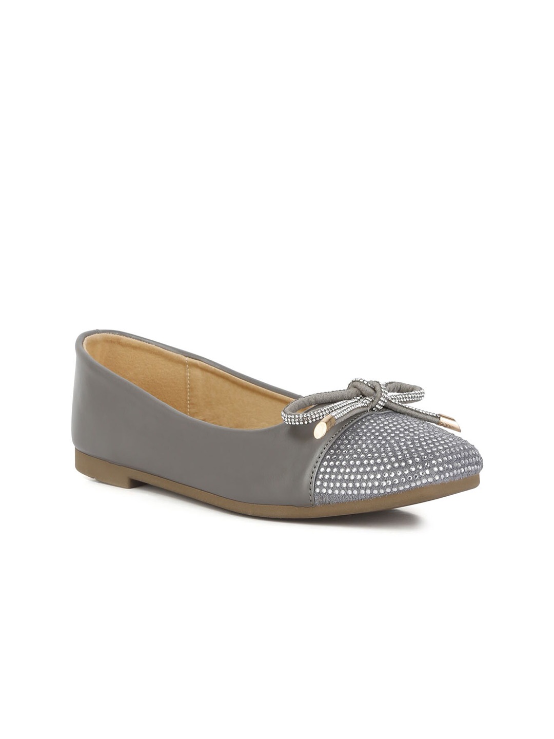 

London Rag Embellished Bow Detailed Ballerinas, Grey