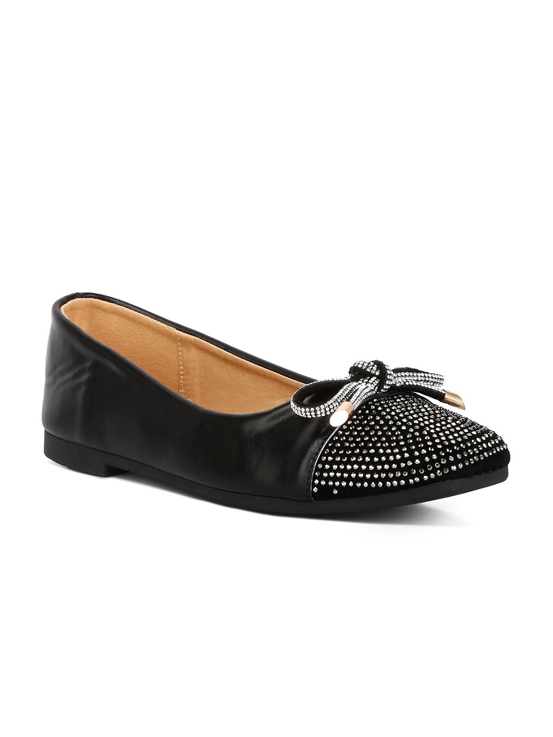 

London Rag Embellished Bow Detailed Ballerinas, Black