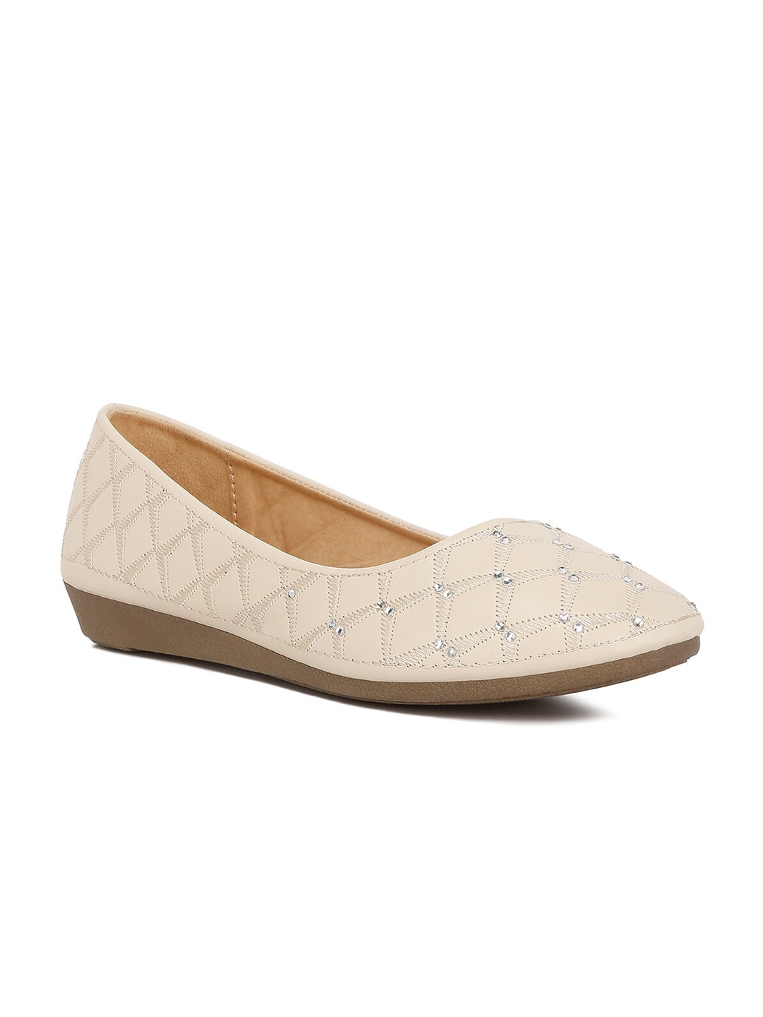 

London Rag Embroidered Round Toe Ballerinas, Beige