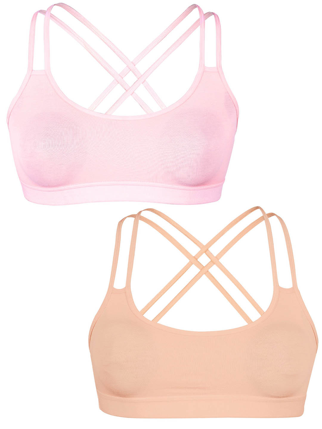 

DChica Girls Pack Of 2 Full Coverage Removable Padding Workout Bra With All Day Comfort, Pink