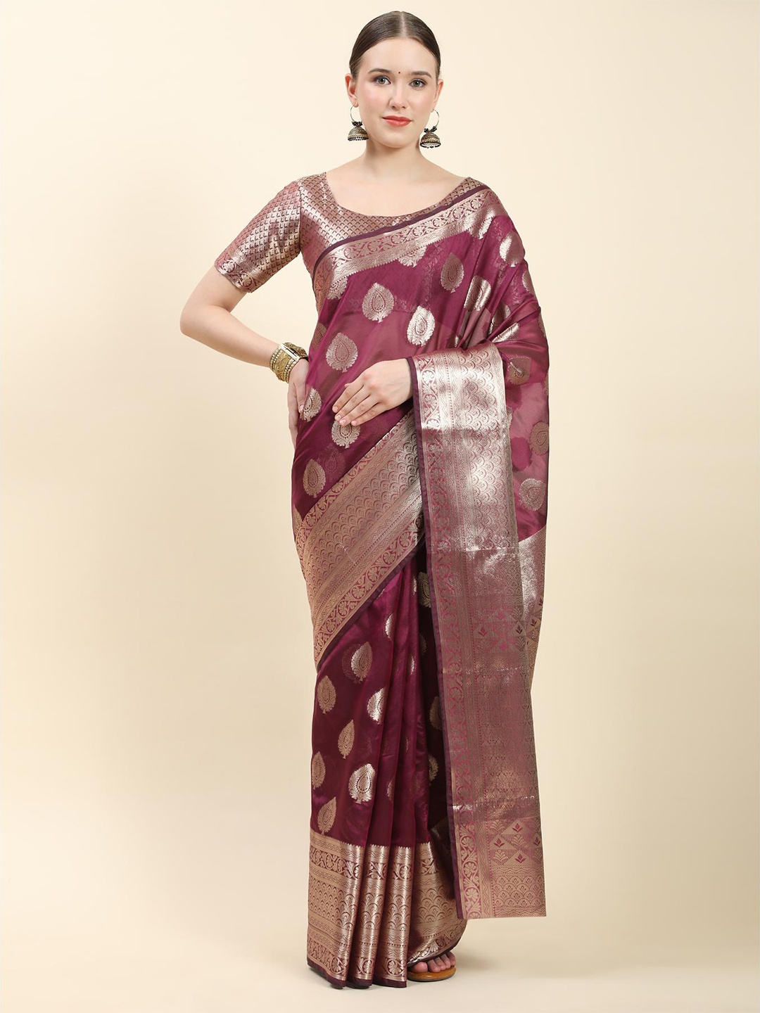 

Spetila Woven Design Zari Banarasi Saree, Magenta
