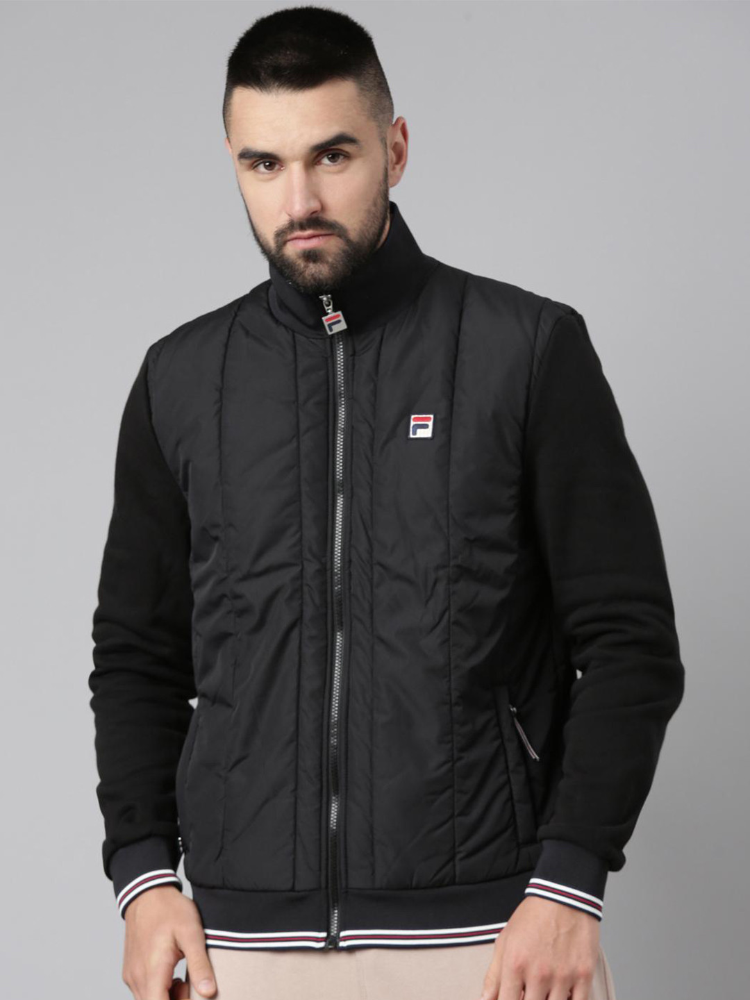 

FILA Mock Collar Padded Jacket, Black