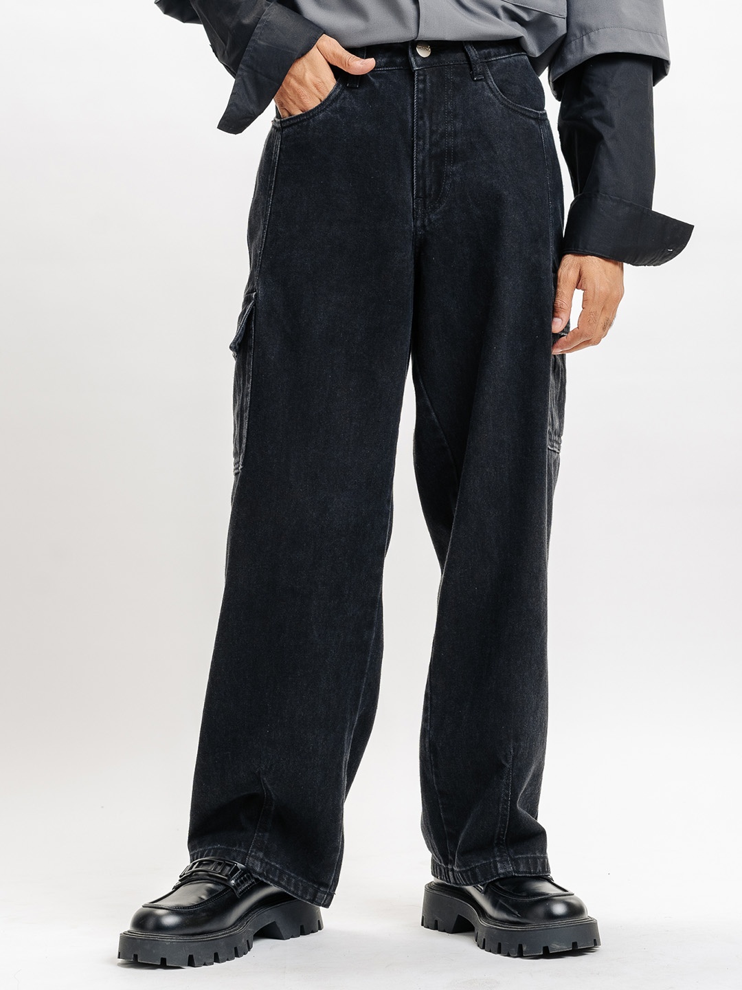 

FREAKINS Men Clean Look Pure Cotton Jeans, Black