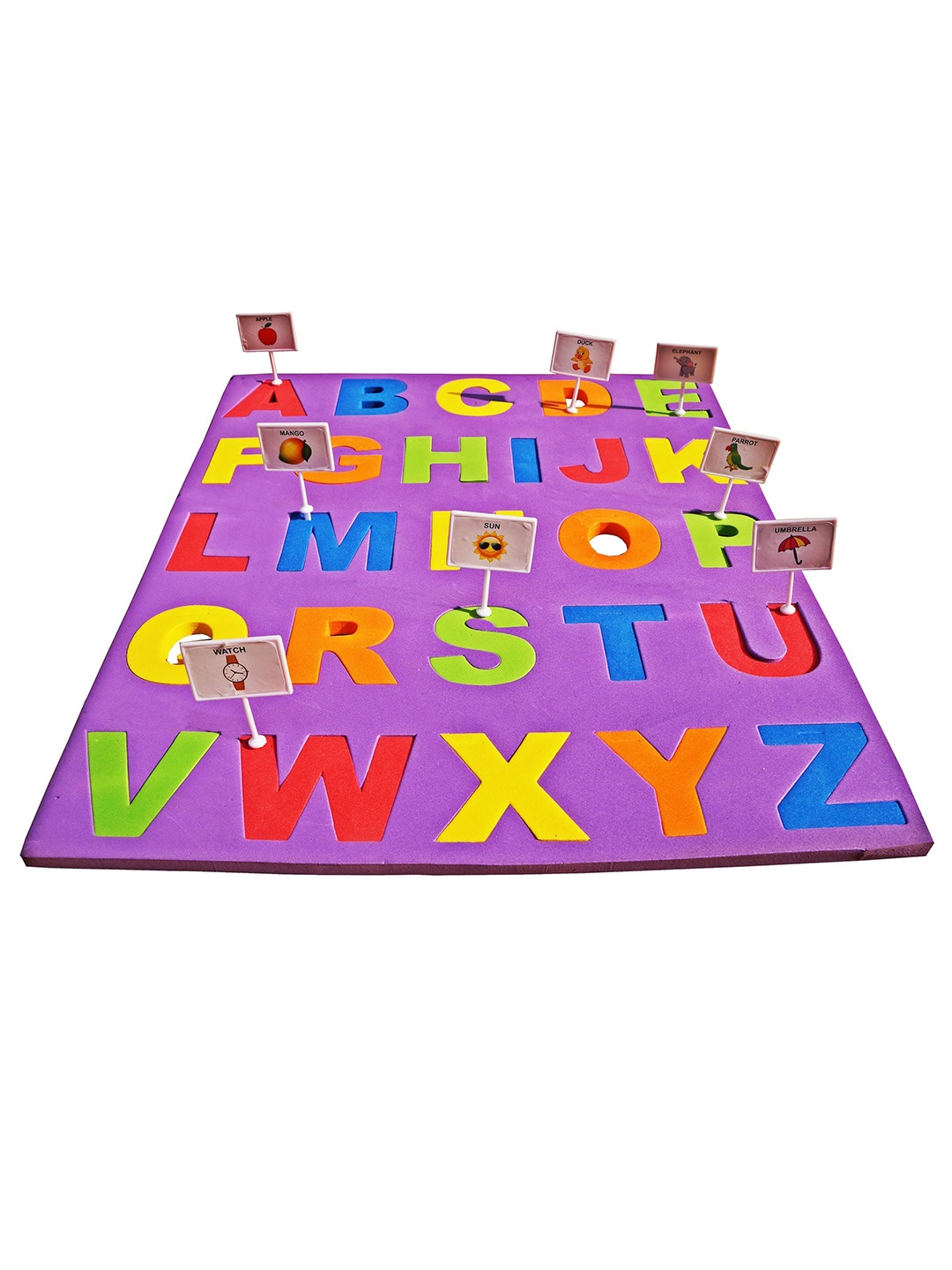 

MUREN Kids Scratch Resistant Interlocking Puzzle ABCD Mat With Flags And Stickers, Purple