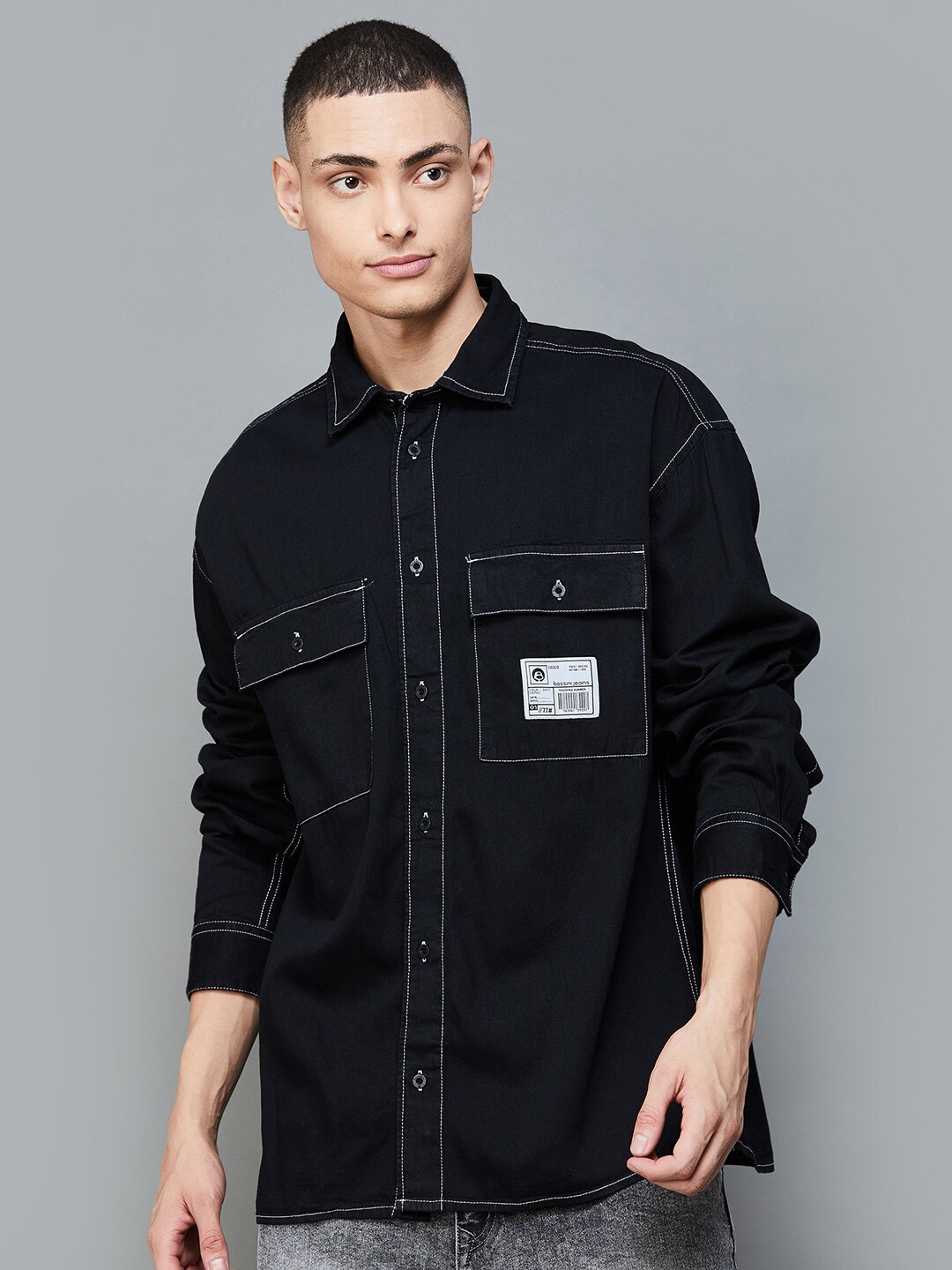 

Bossini Cotton Opaque Casual Shirt, Black