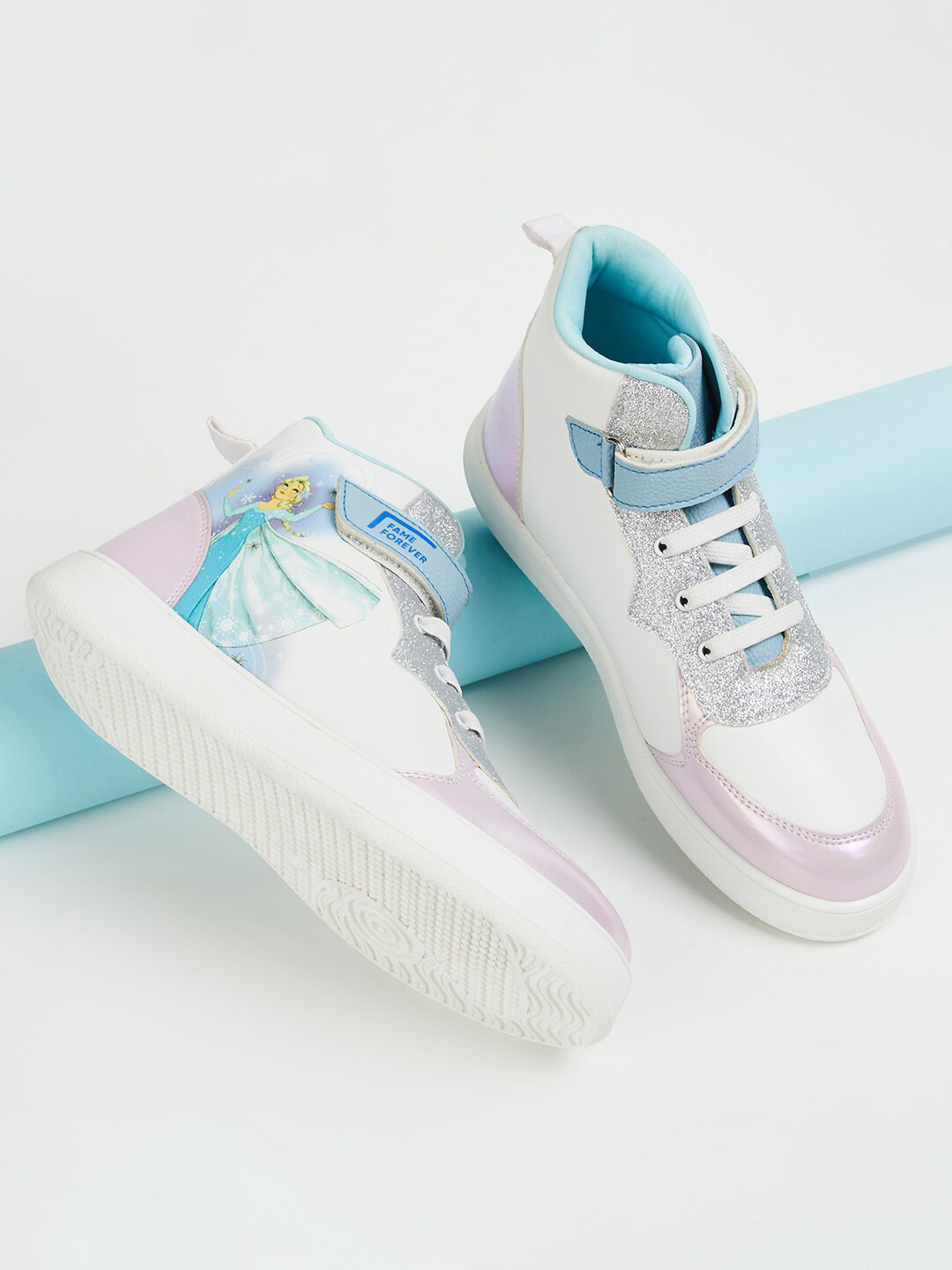 

Fame Forever by Lifestyle Girls Shimmered Frozen Printed Mid-Top Sneakers, Blue