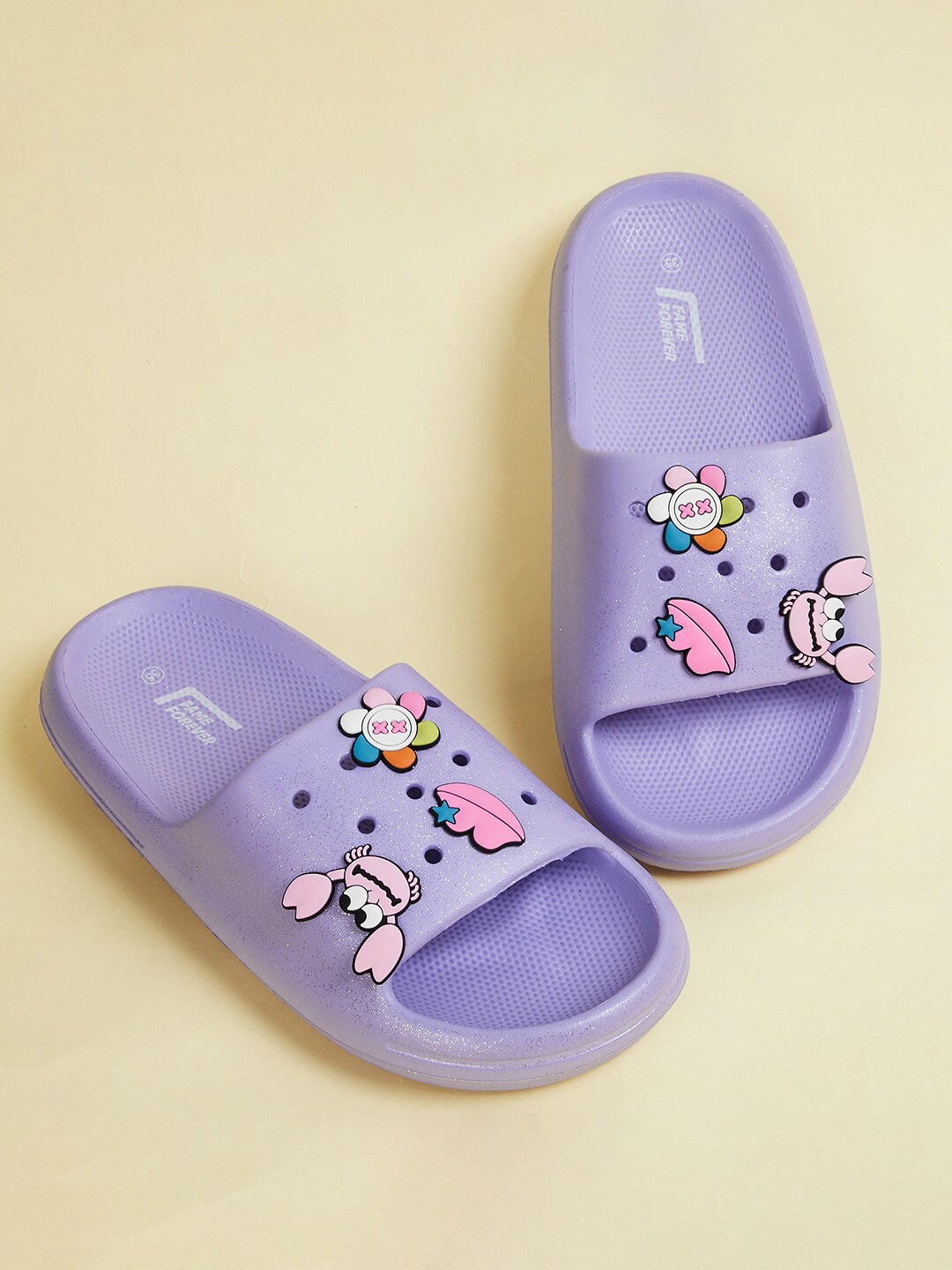 

Fame Forever by Lifestyle Girls Applique Embellished Sliders, Purple