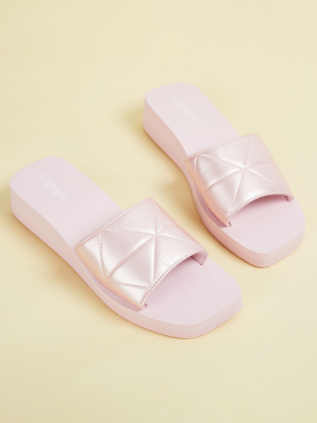 

Ginger by Lifestyle Women Self Design Sliders, Pink