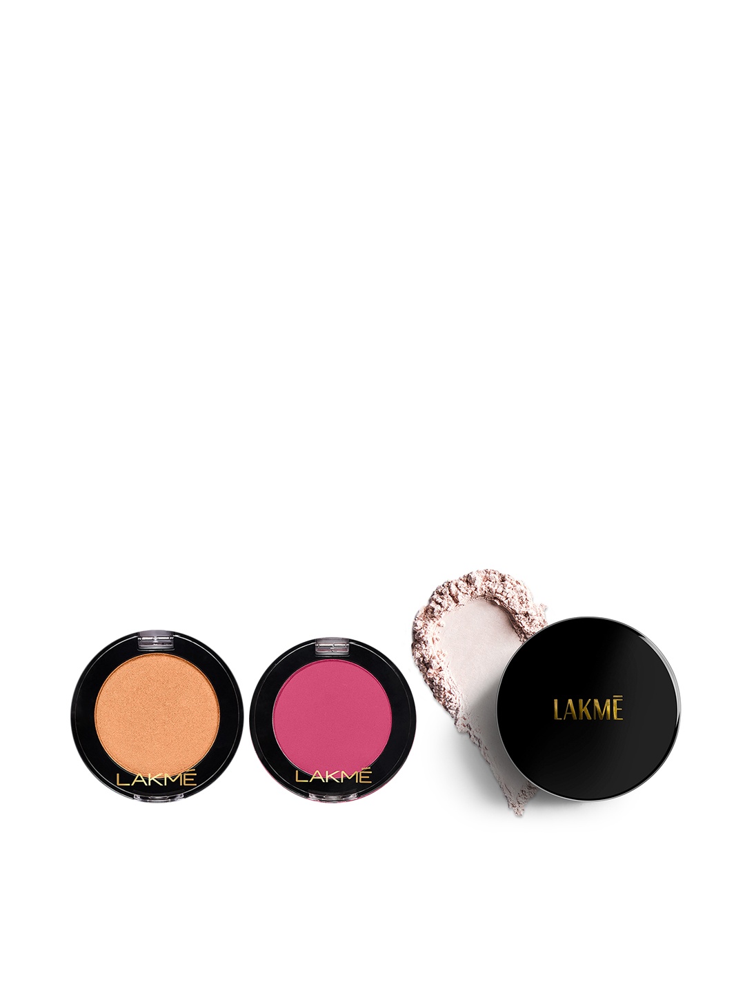 

Lakme Face It Powder Makeup Trio - Blush 4g + Highlighter 4g + Loose Finishing Powder 15g, Gold