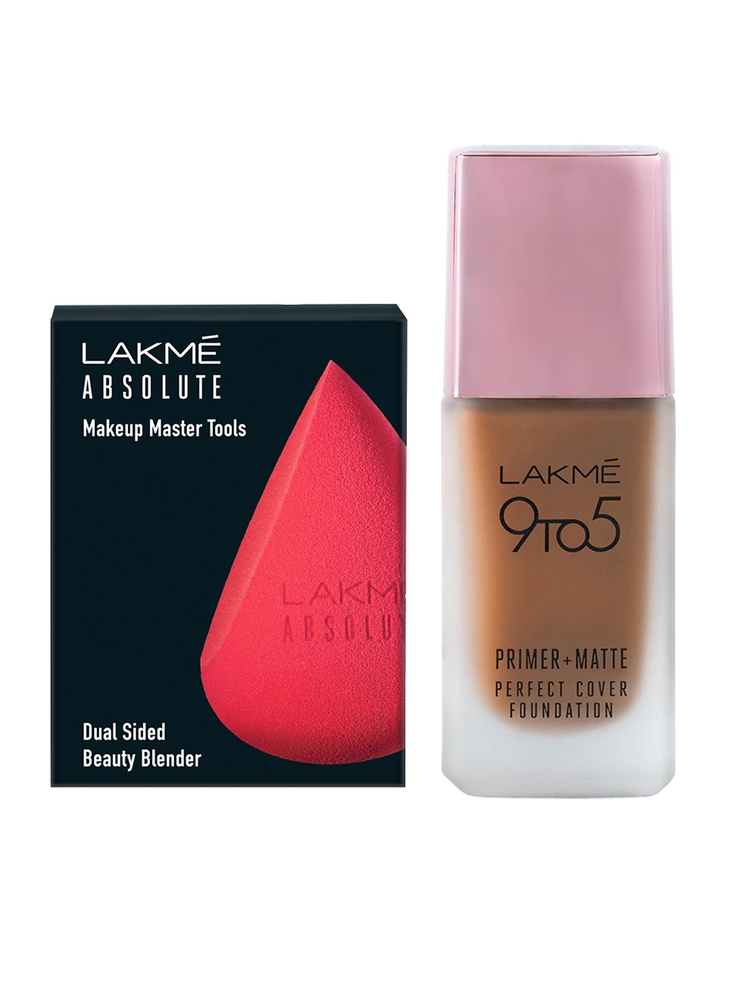 

Lakme 9To5 Primer+Matte Perfect Cover Foundation 25 ml - Cool Cocoa C390 & Beauty Blender, Beige