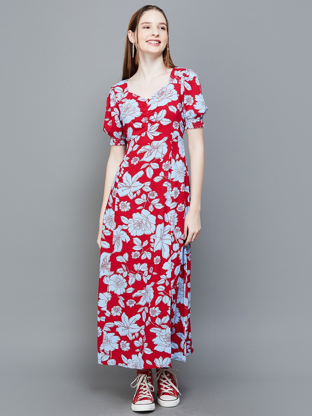 

Fame Forever by Lifestyle Floral Printed Maxi Dress, Red