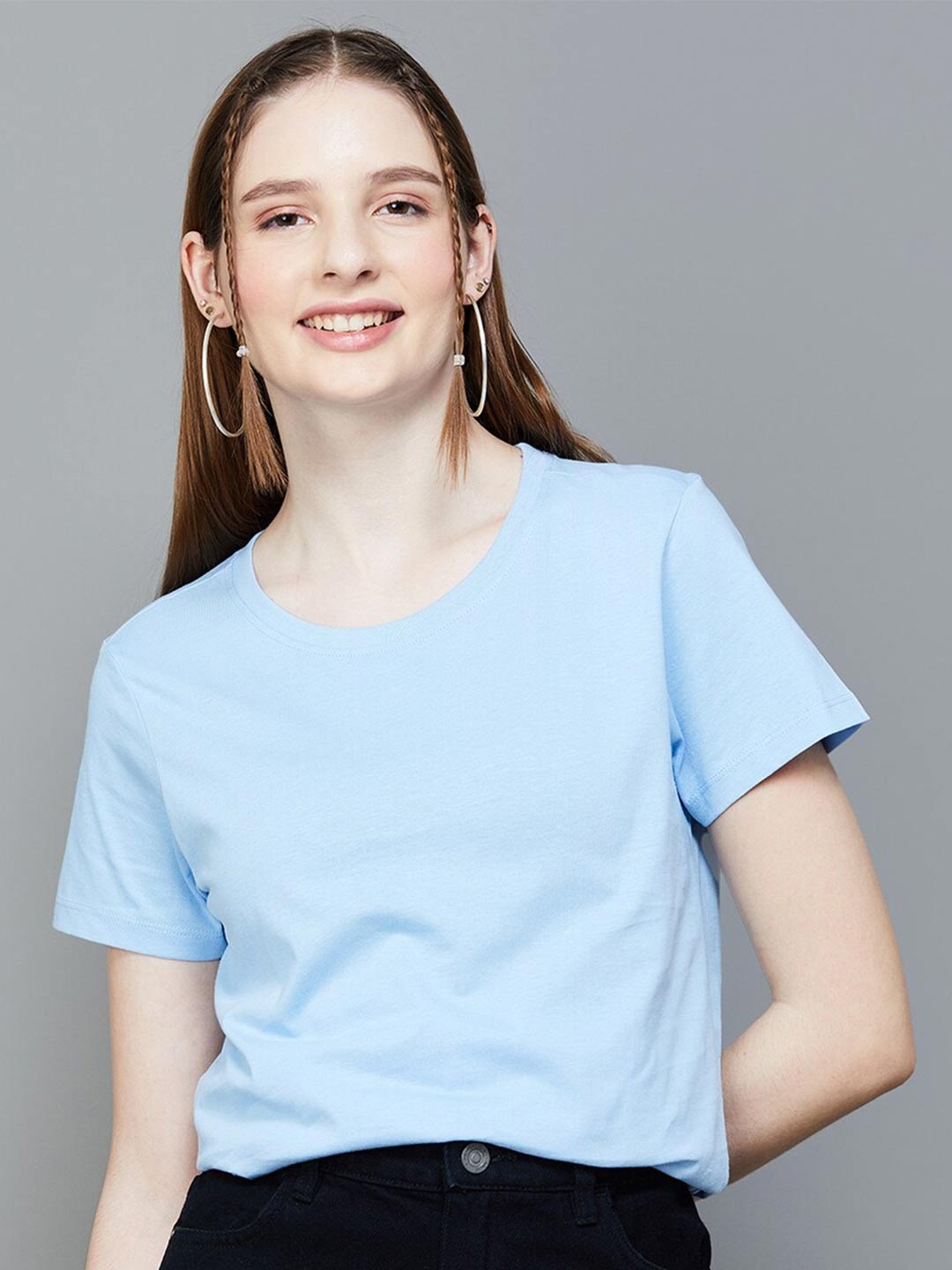 

Fame Forever by Lifestyle Solid Cotton Top, Blue