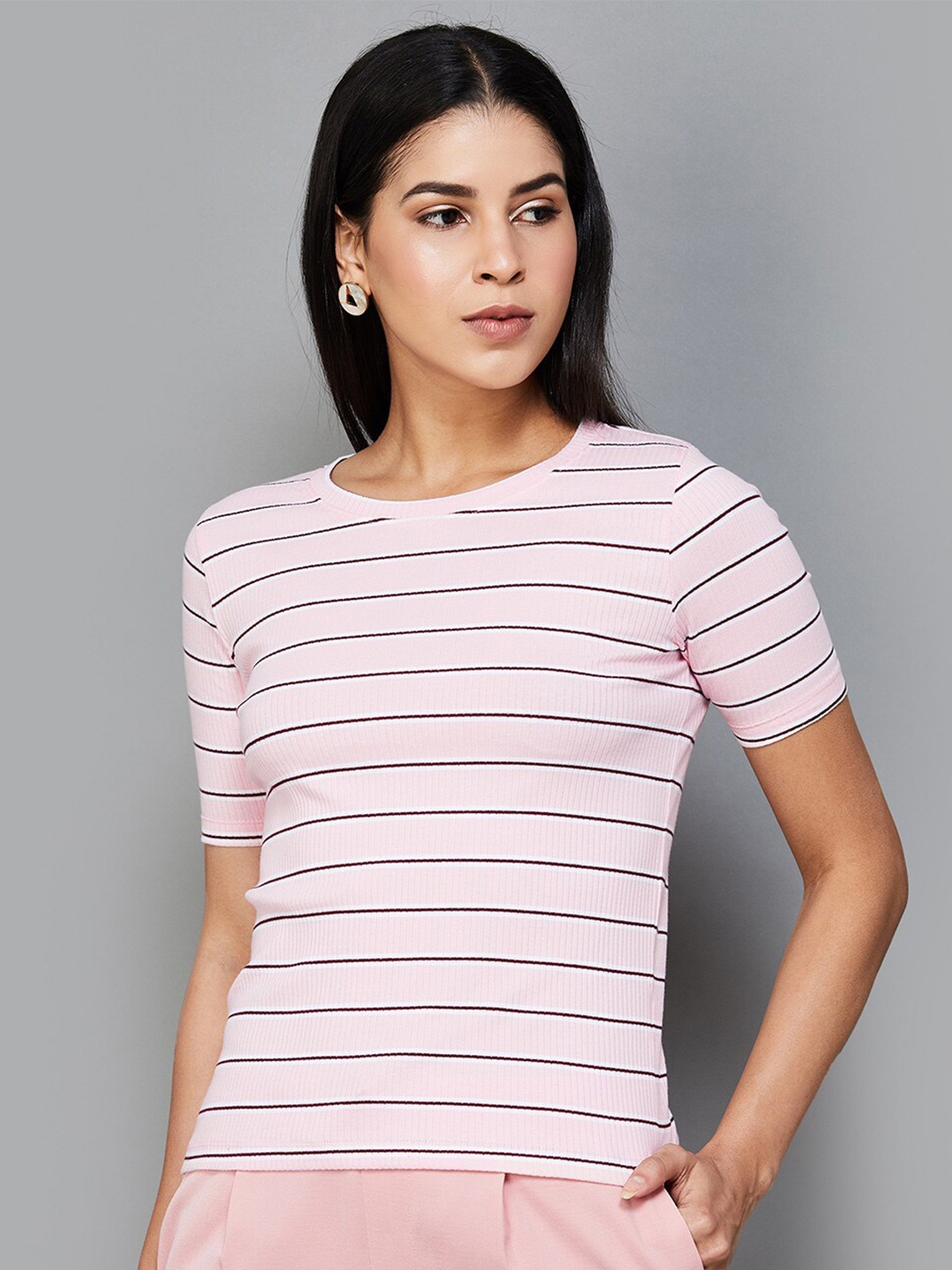 

CODE by Lifestyle Striped Cotton Top, Pink