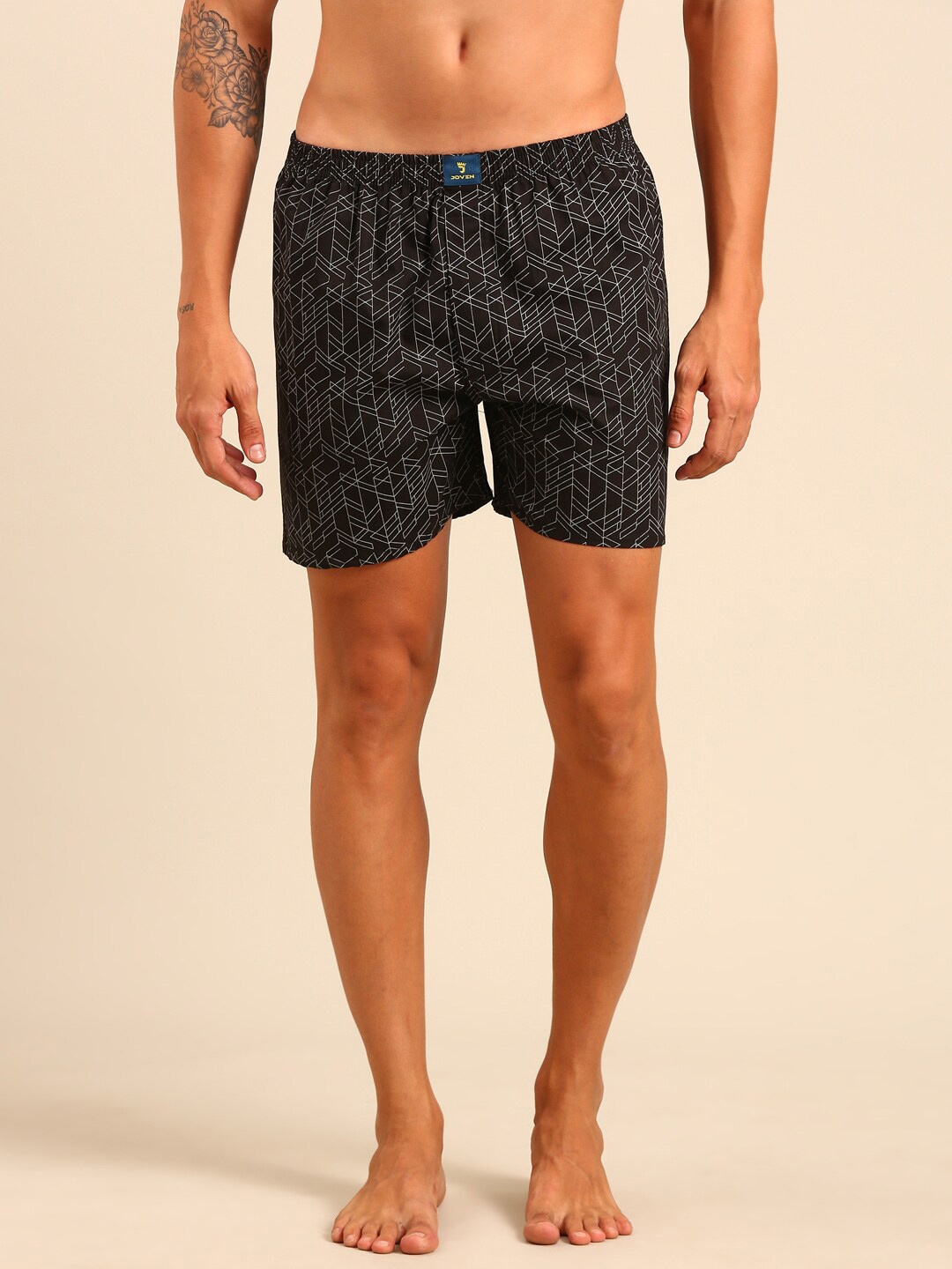 

Joven Printed Anti Shrink Pure Cotton Boxers JB1P-TC, Black