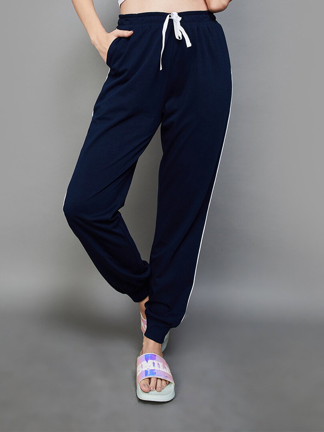 

Ginger by Lifestyle Women Mid-Rise Pure Cotton Lounge Pants, Blue
