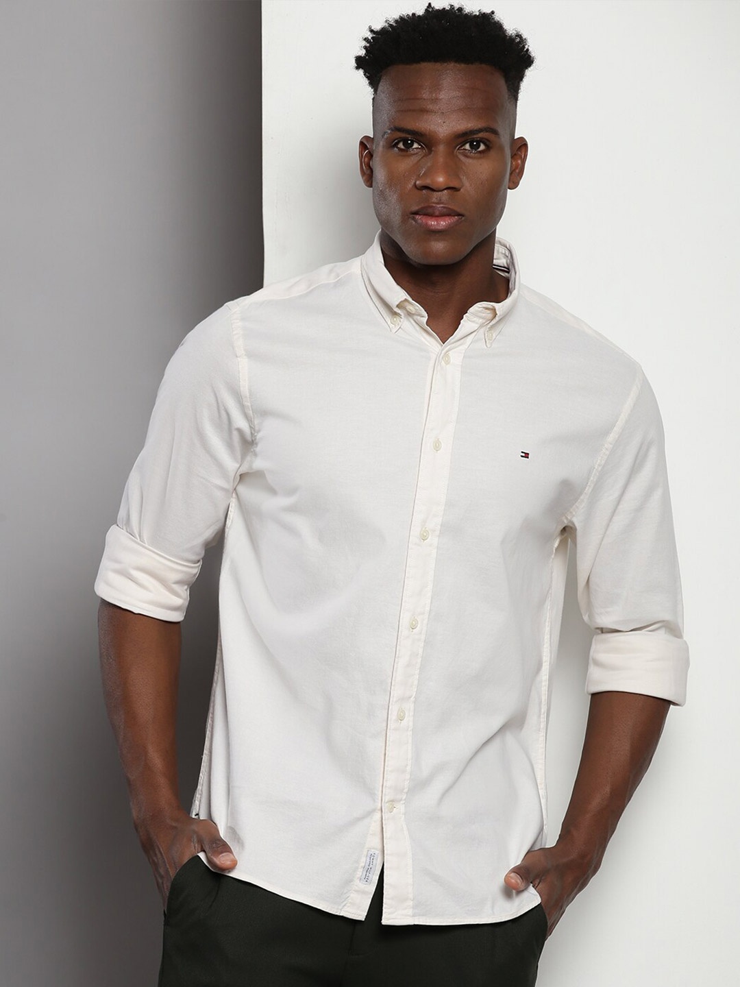 

Tommy Hilfiger Cotton Regular Fit Opaque Casual Shirt, Beige