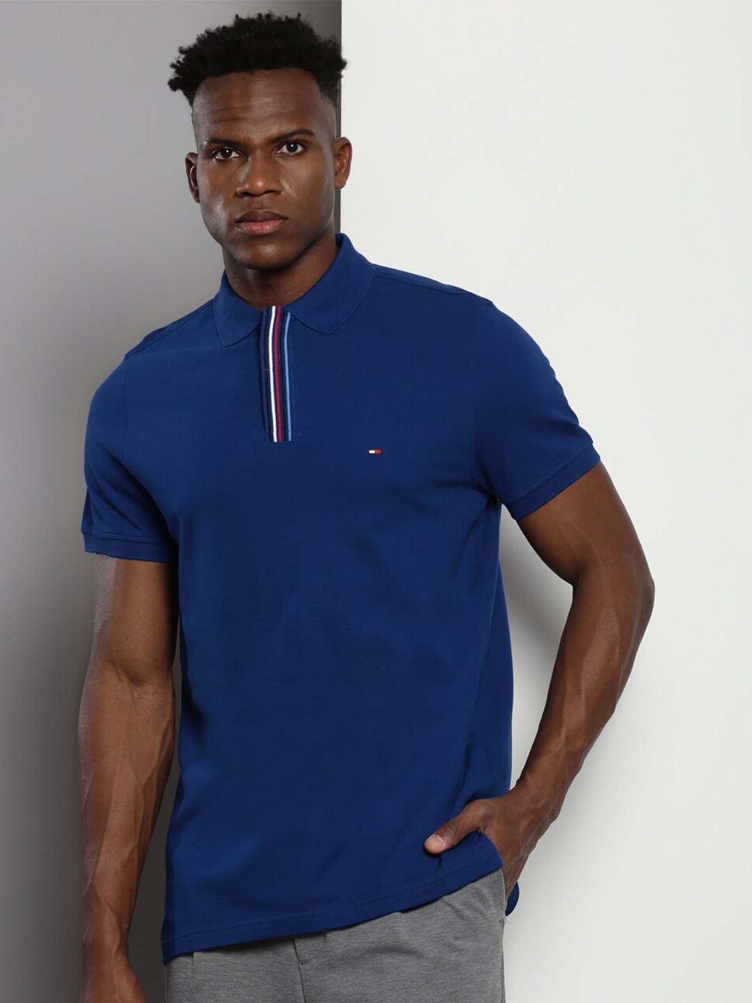 

Tommy Hilfiger Striped Polo Collar T-shirt, Blue