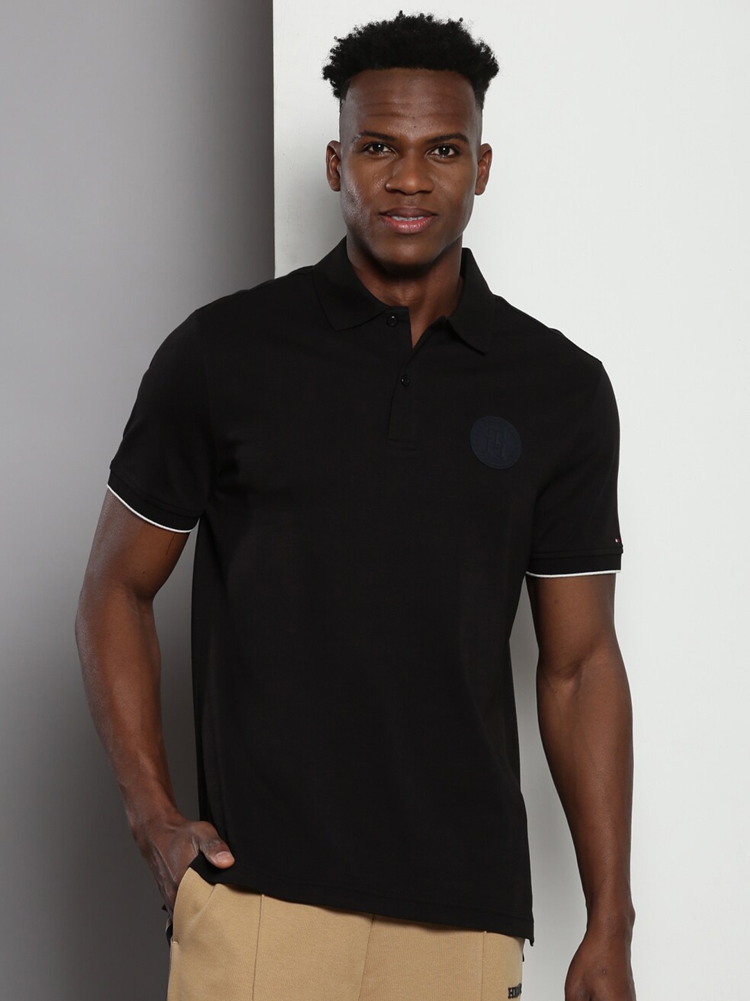 

Tommy Hilfiger Polo Collar Cotton T-shirt, Black