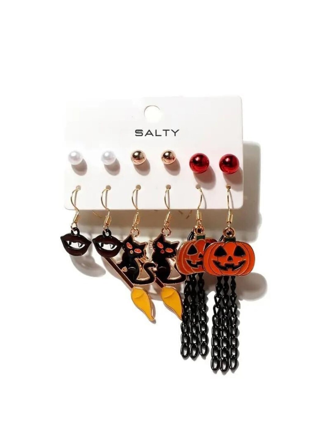

SALTY Set Of 6 Contemporary Drop Earrings, Gold