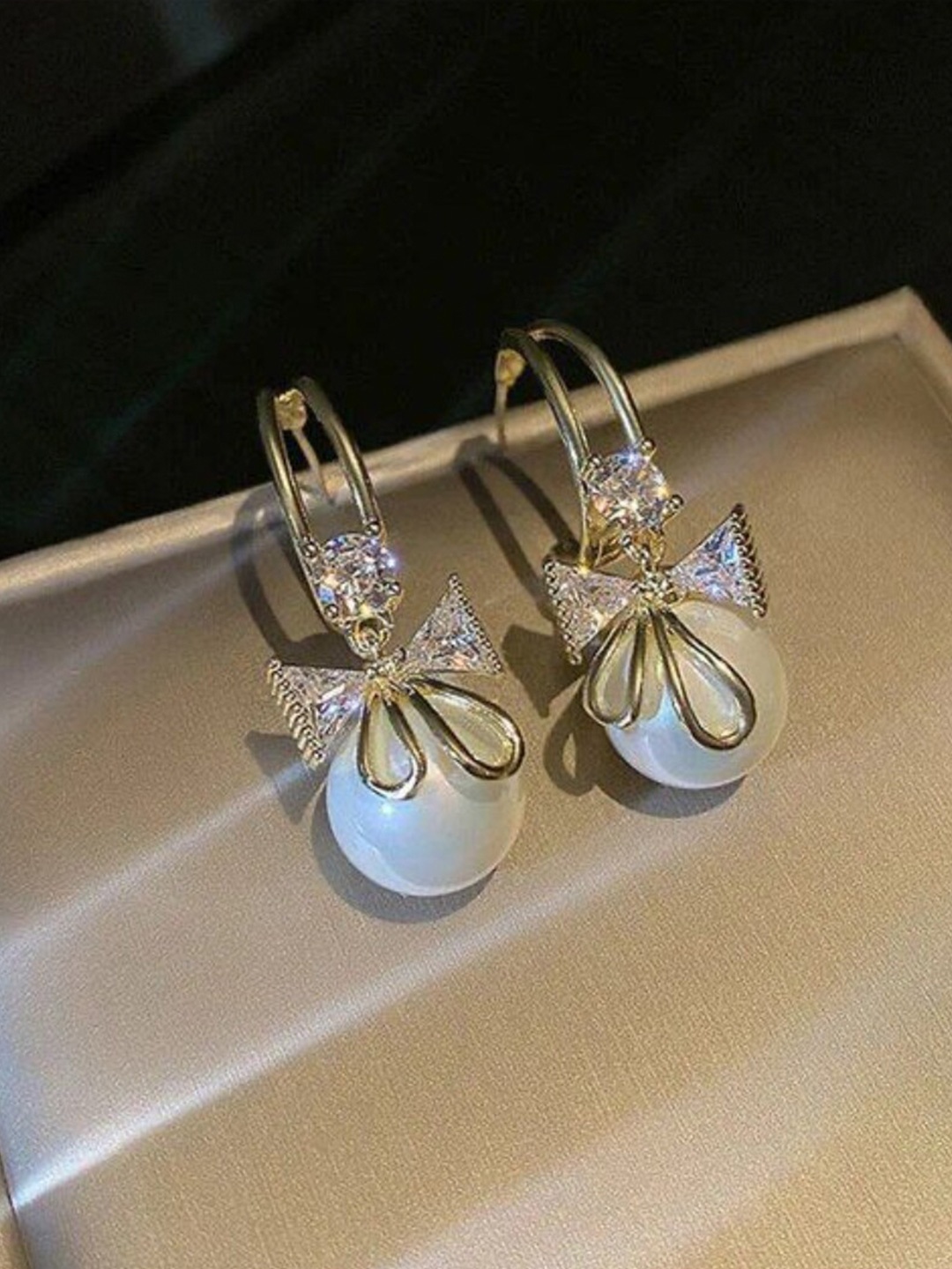 

SALTY Contemporary Stoned Studded & Beaded Drop Earrings, Gold