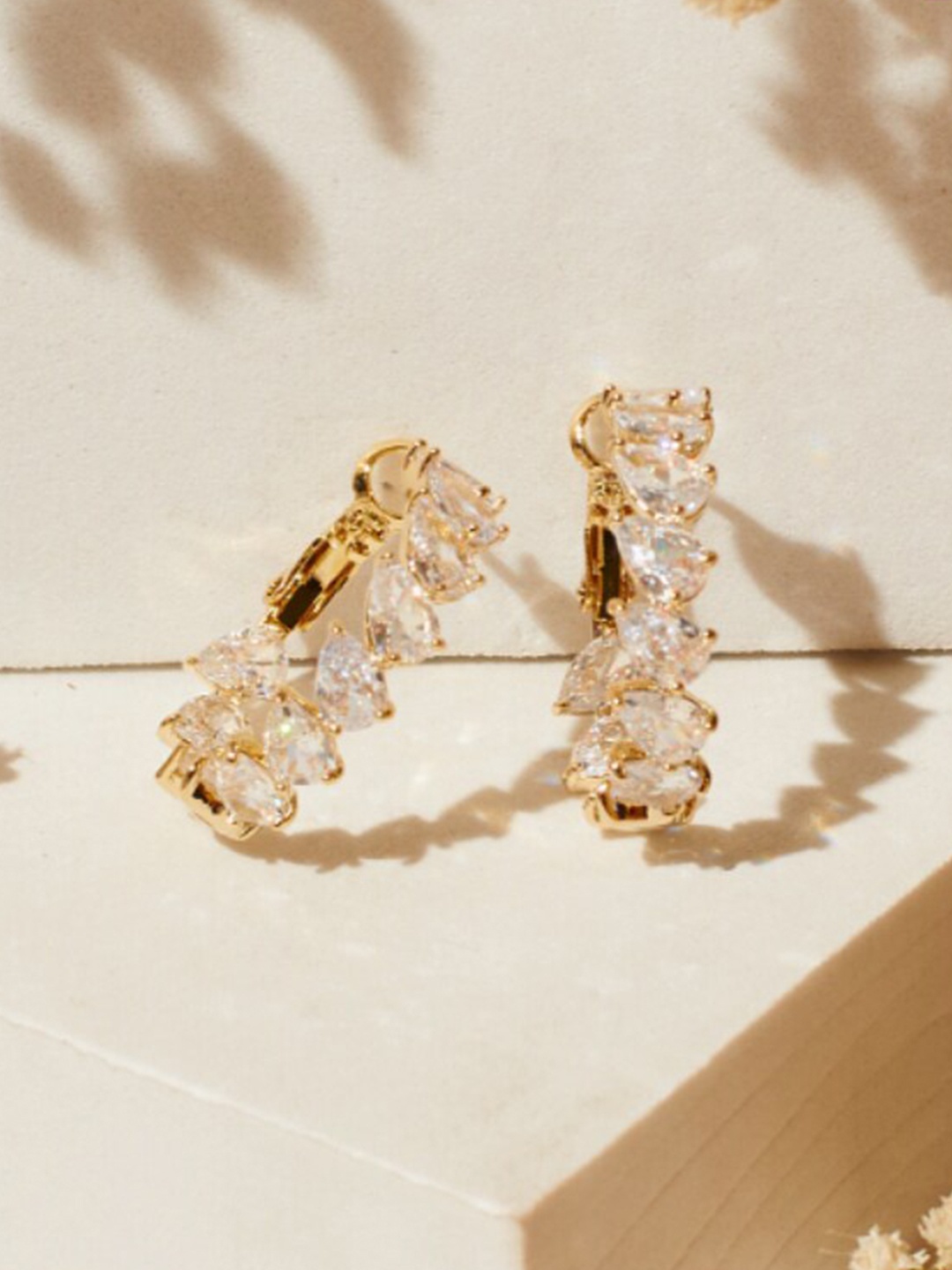 

SALTY Stone-Studded Contemporary Hoop Earrings, Gold