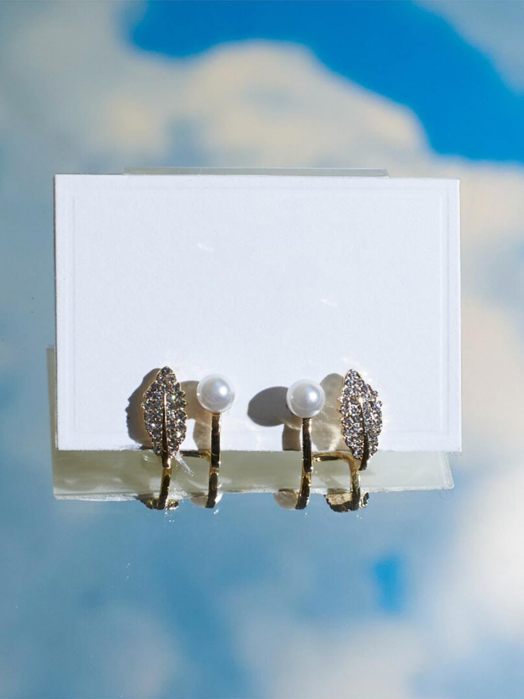 

SALTY Gold-Plated Stones Studded Contemporary Studs Earrings