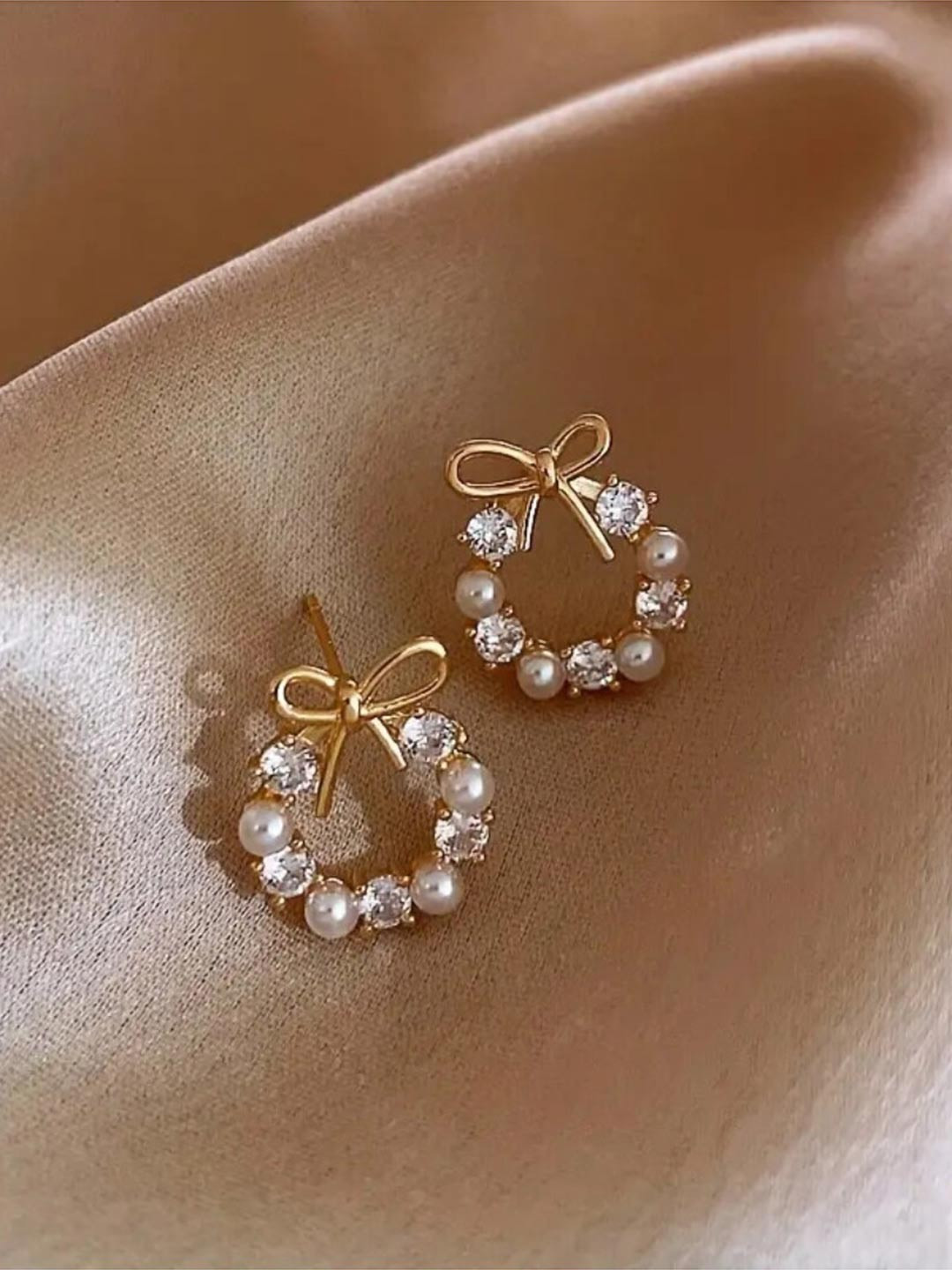 

SALTY Stones Studded Circular Studs Earrings, Gold