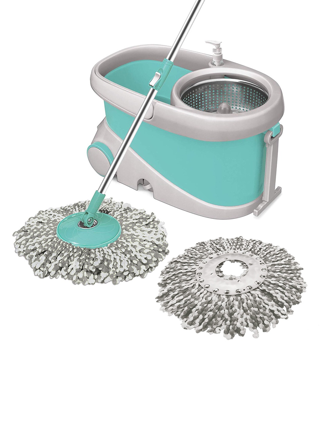 

SPOTZERO by MILTON Green Prime Spin Mop with Wheels & Steel Wringer Bucket & 2 Refills