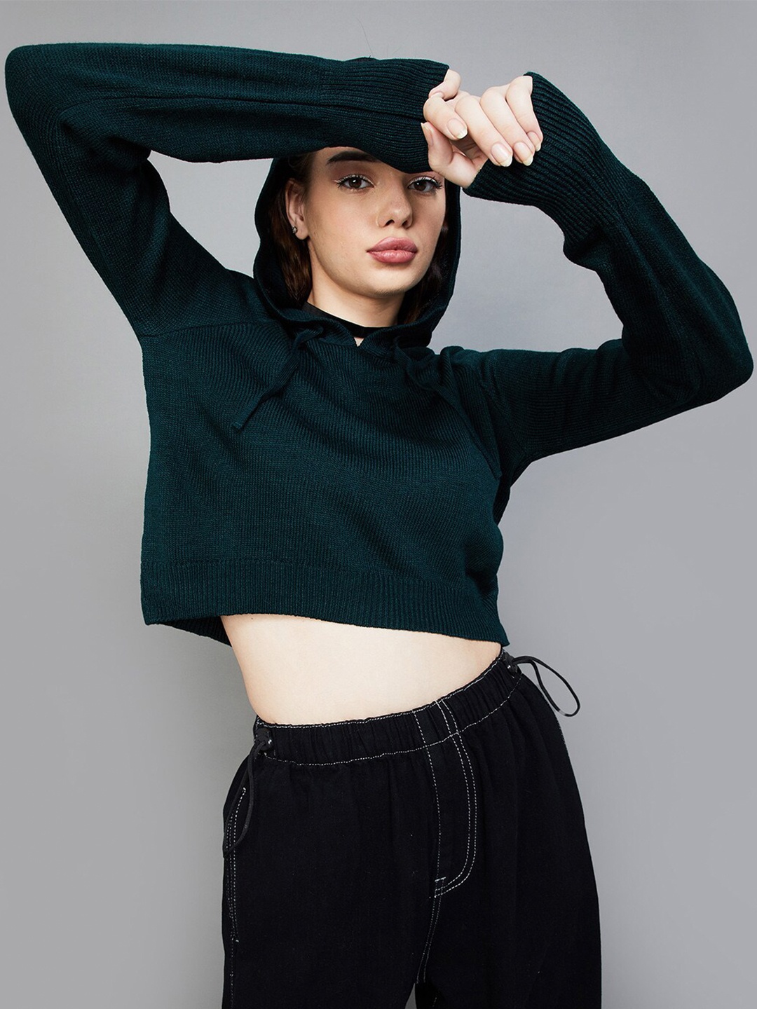 

Ginger by Lifestyle Hooded Crop Sweatshirt, Green