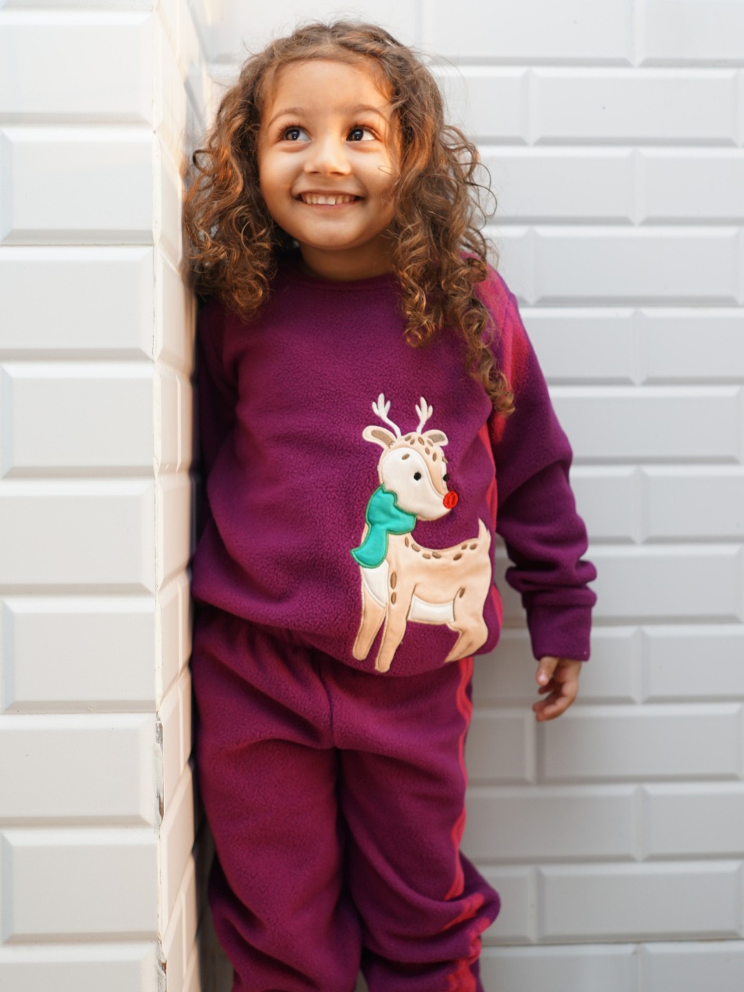 

Nap Chief Kids Graphic Embroidered Fleece T-shirt with Pyjamas, Purple