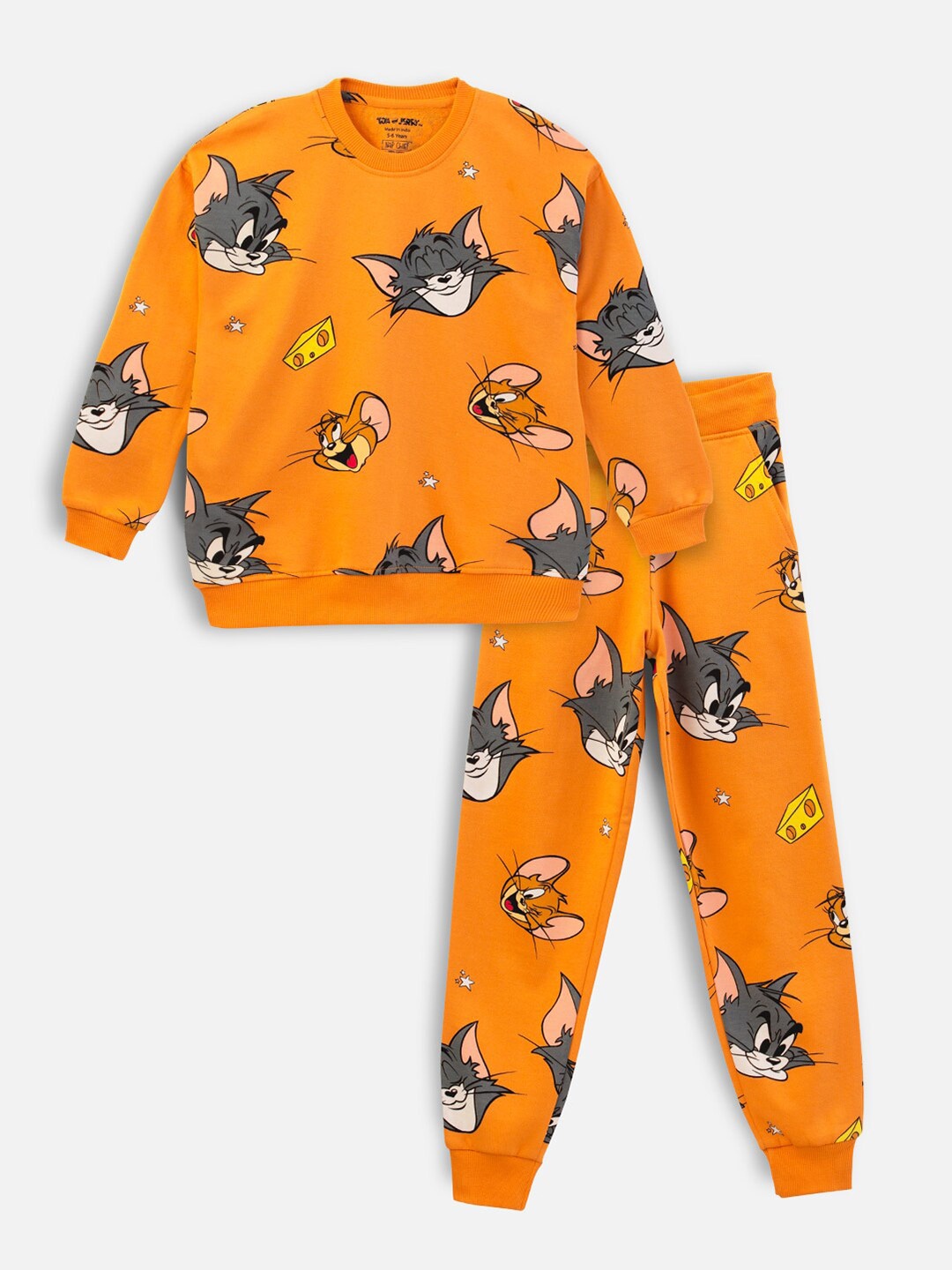 

Nap Chief Kids Tom and Jerry Printed Pure Cotton T-shirt with Pyjamas, Brown